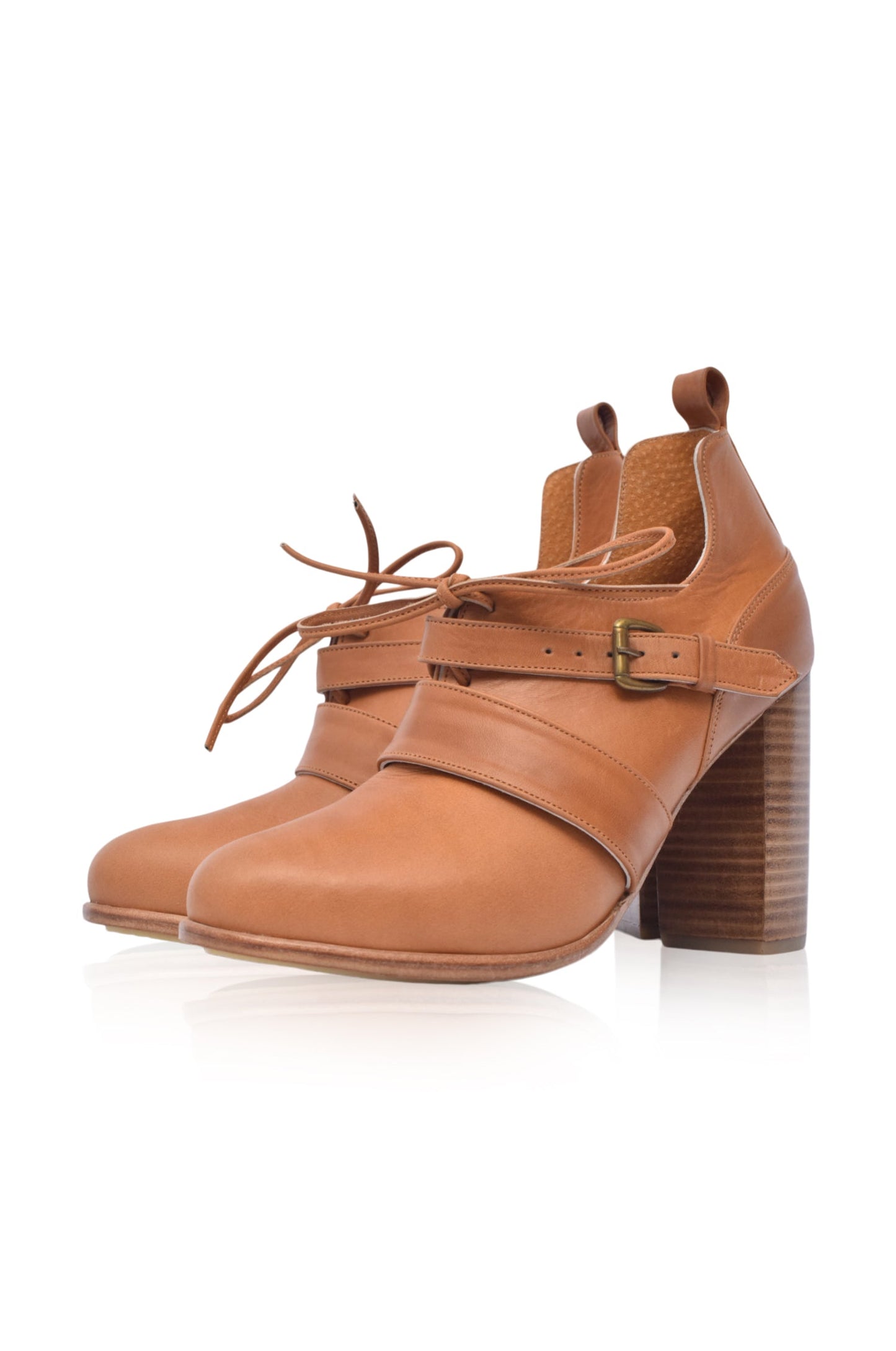 Fiorella Lace-Up Leather Heel Booties