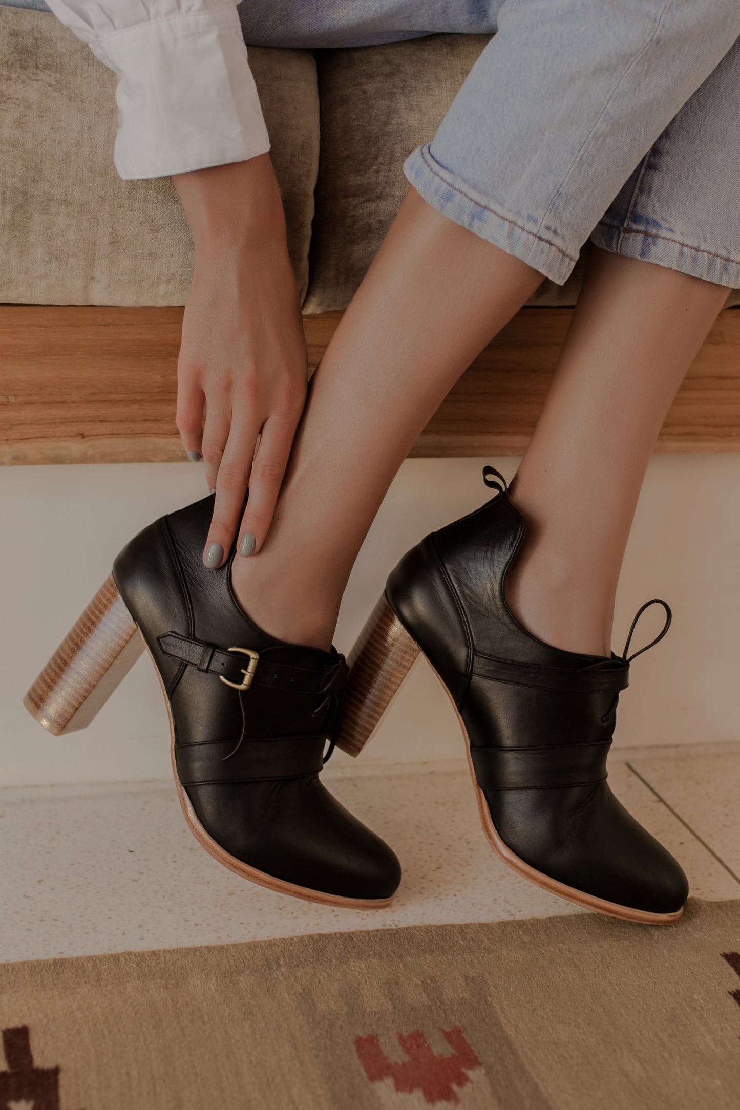 Fiorella Lace-Up Leather Heel Booties