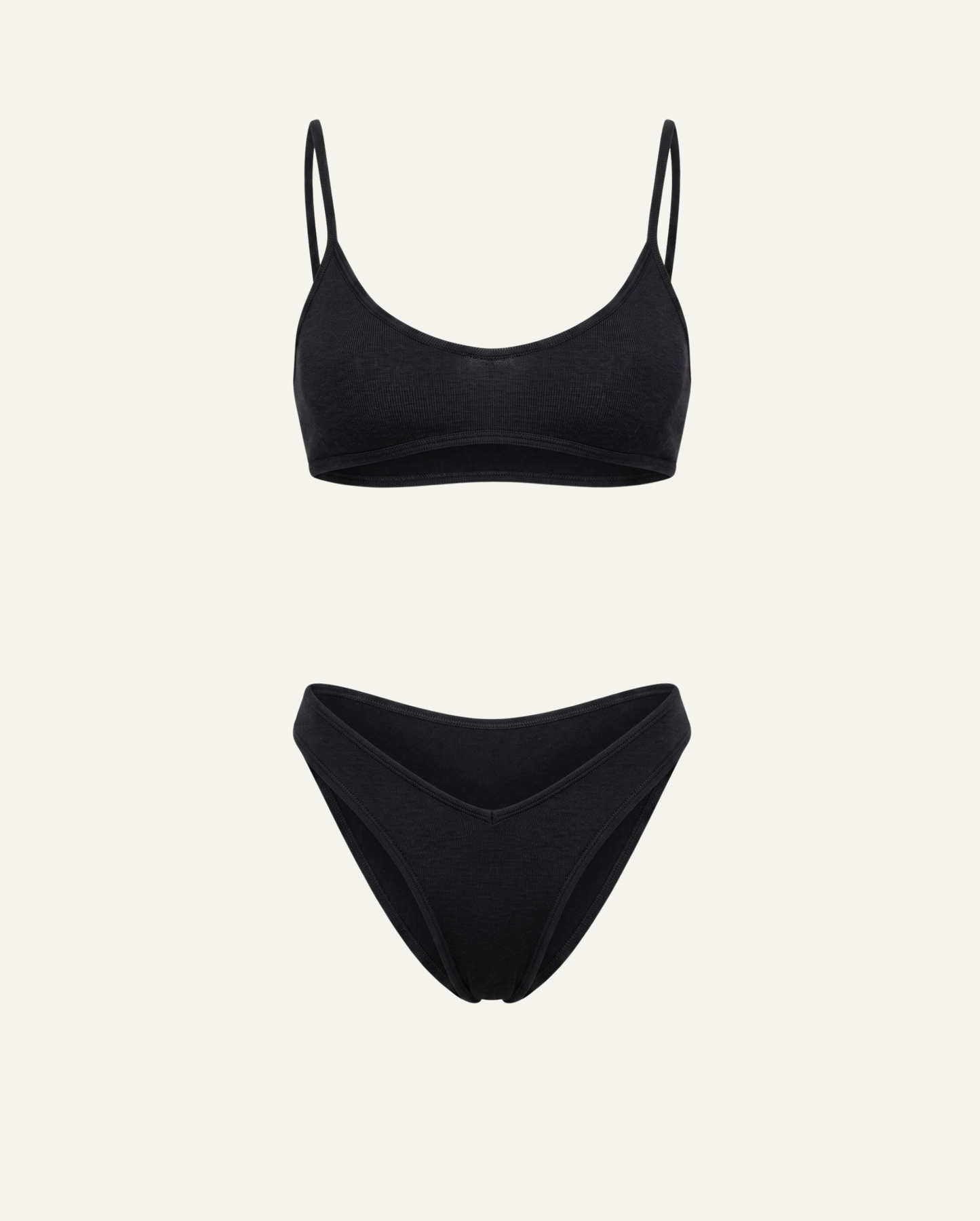 Women's Merino Wool Scoop Bikini Set – Black