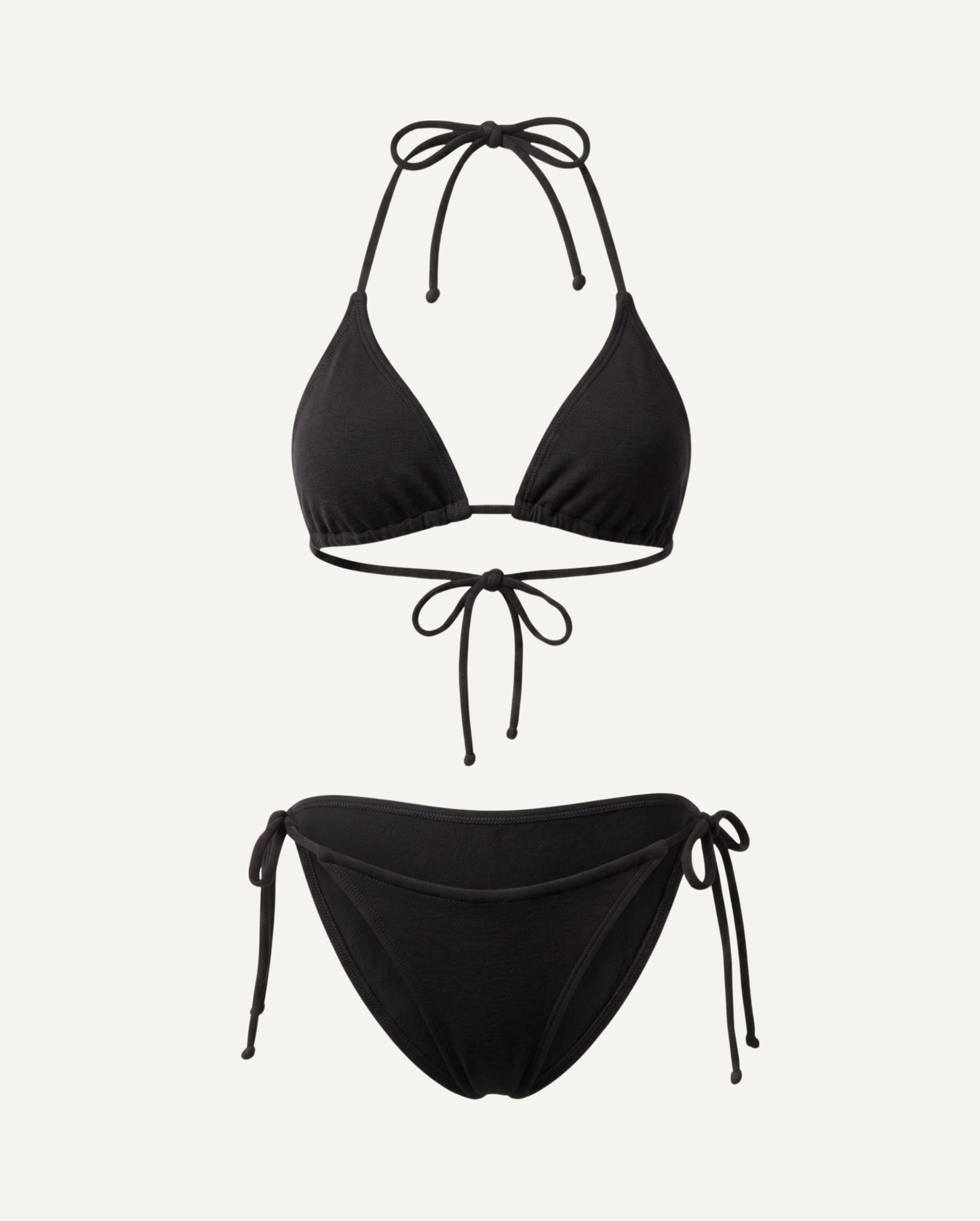 Women's Merino Wool Triangle Bikini Set – Black