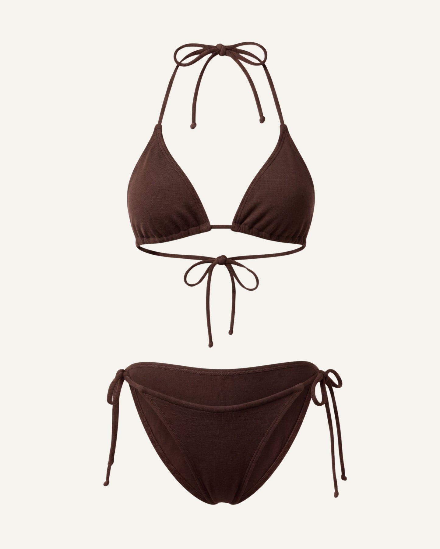 Women's Merino Wool Triangle Bikini Set – Cocoa Brown