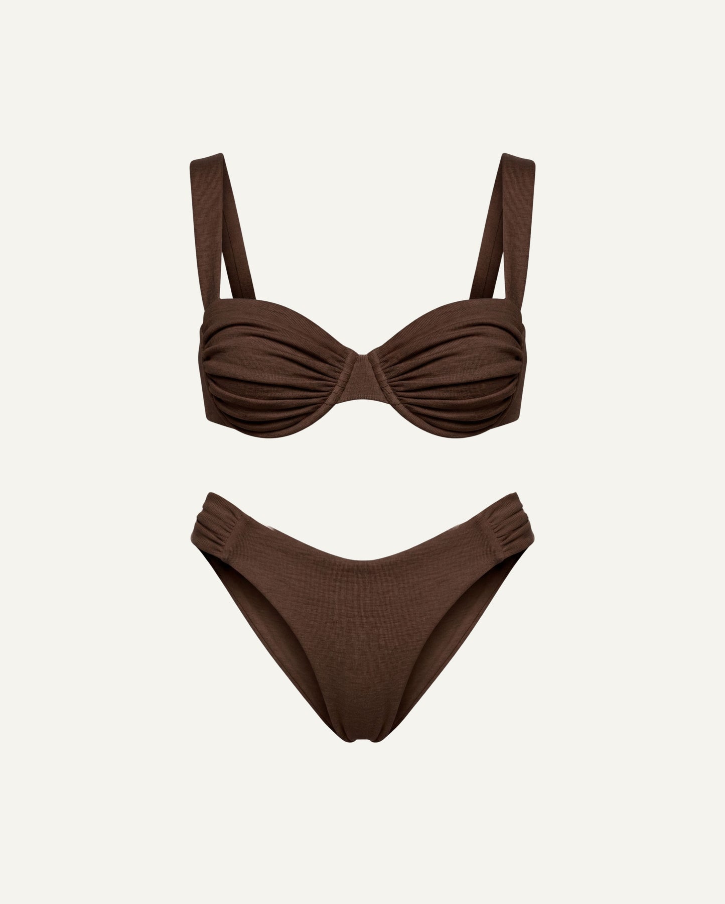 Women's Merino Wool Balconette Bikini Set – Cocoa Brown