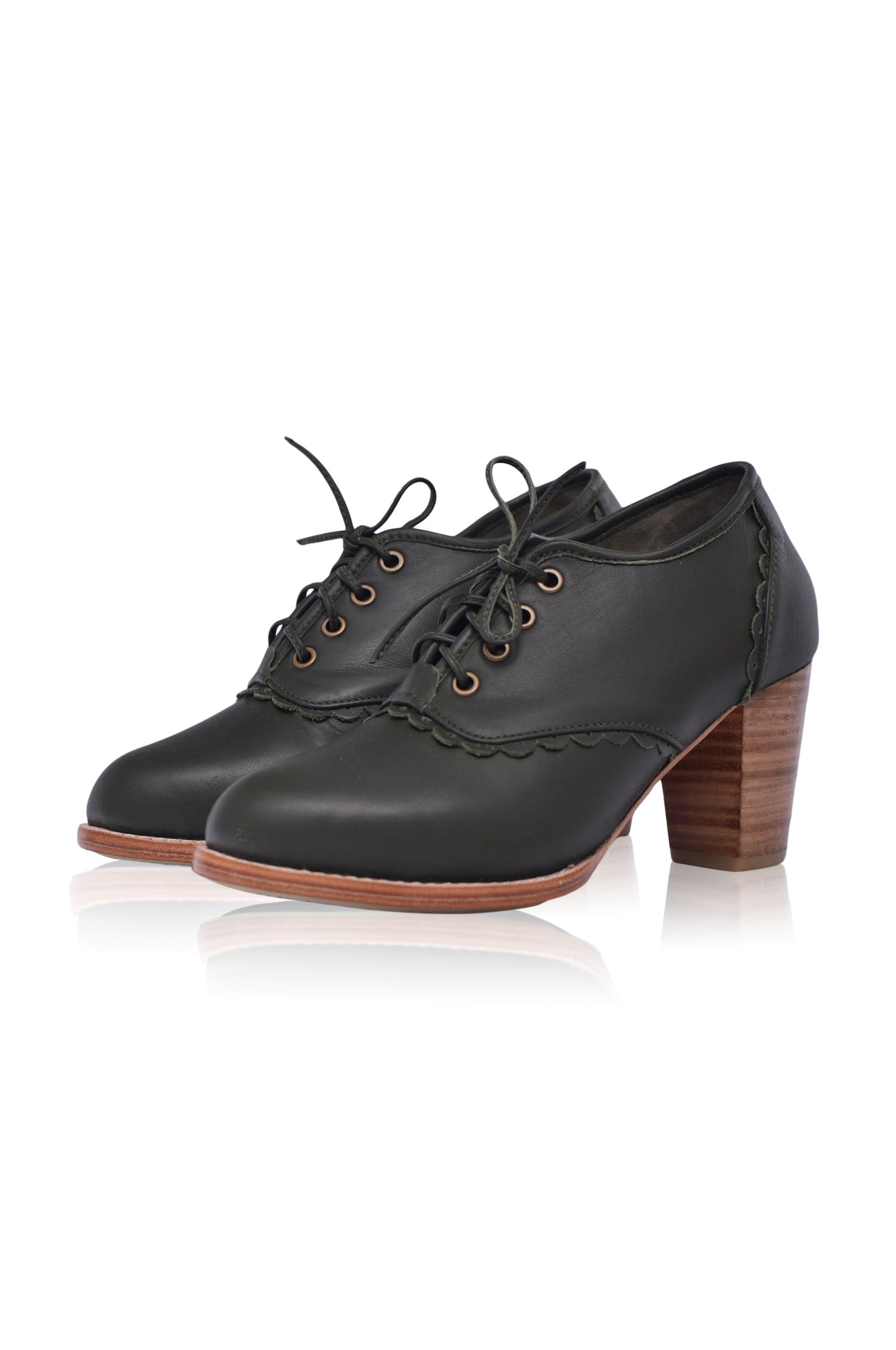 Griselda Lace Oxford Leather Heels