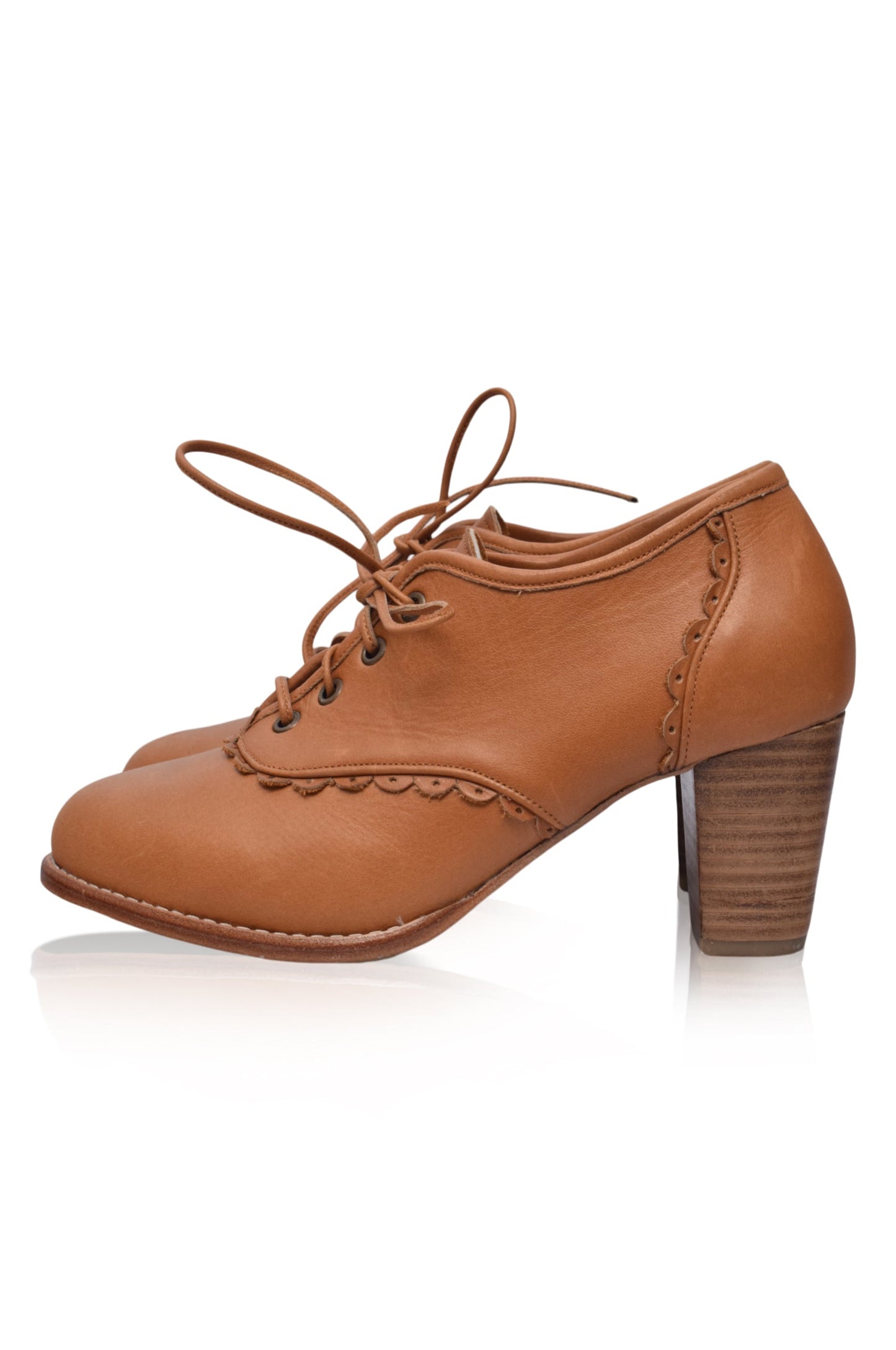 Griselda Lace Oxford Leather Heels
