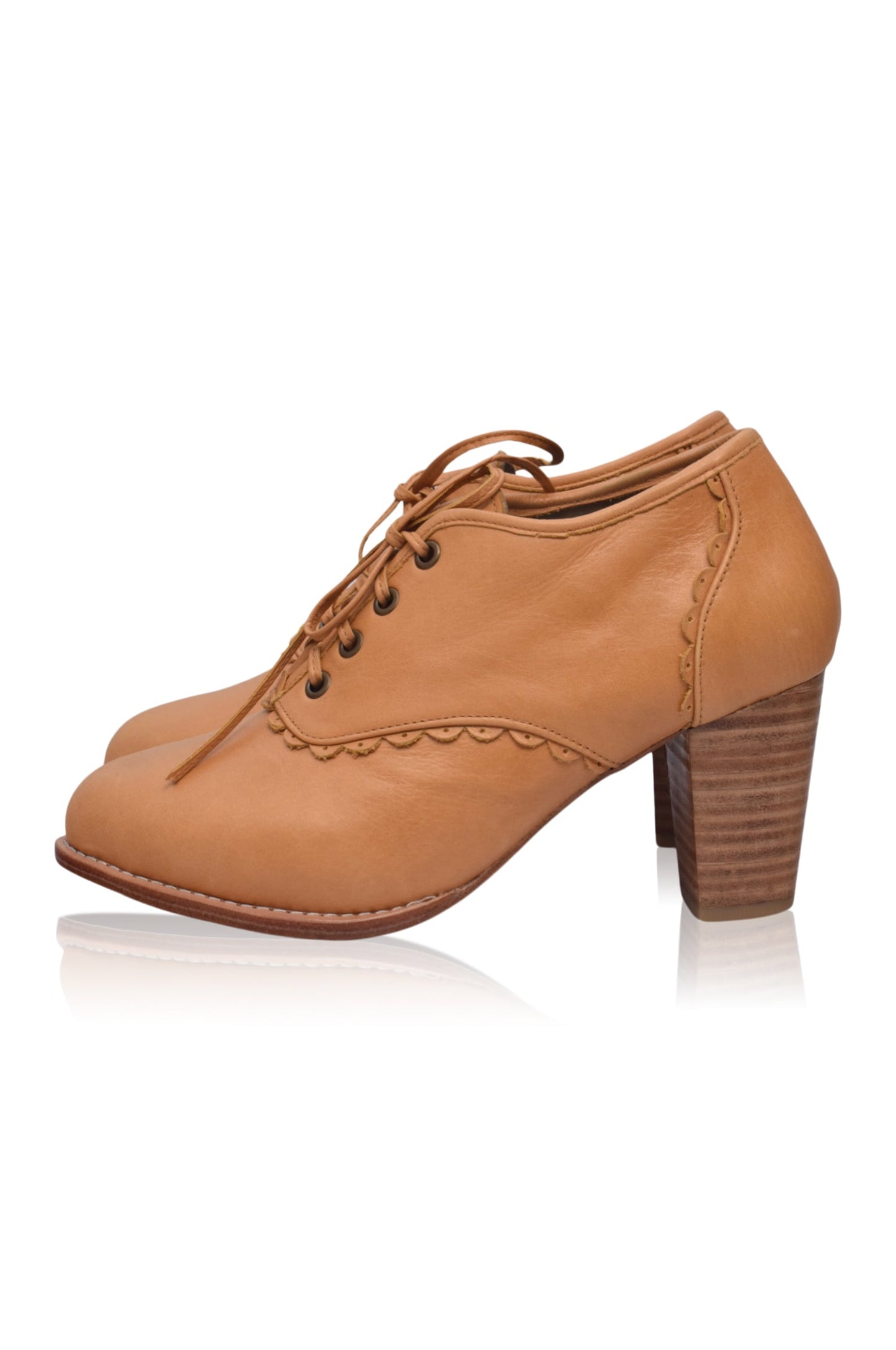 Griselda Lace Oxford Leather Heels