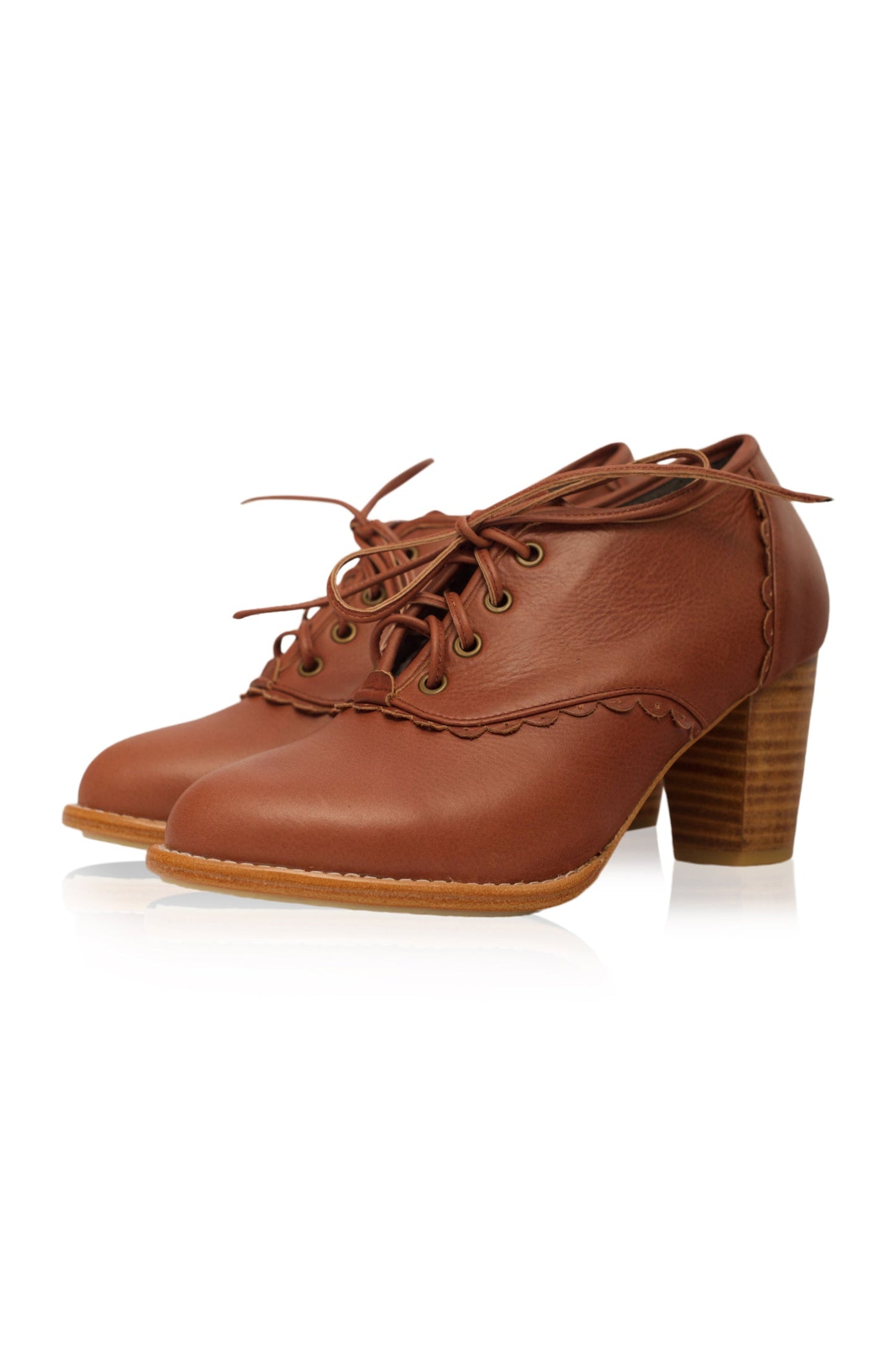Griselda Lace Oxford Leather Heels