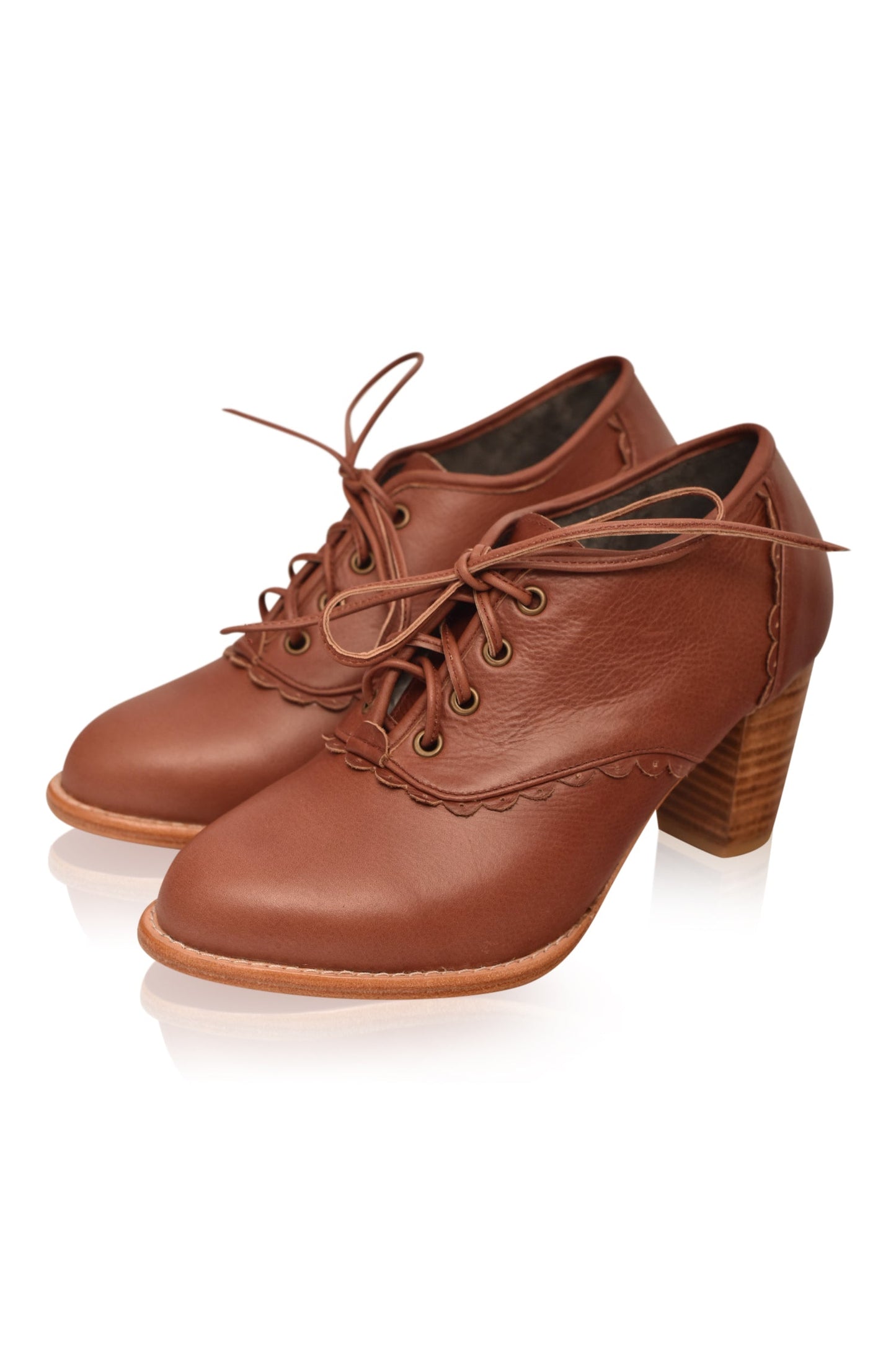 Griselda Lace Oxford Leather Heels