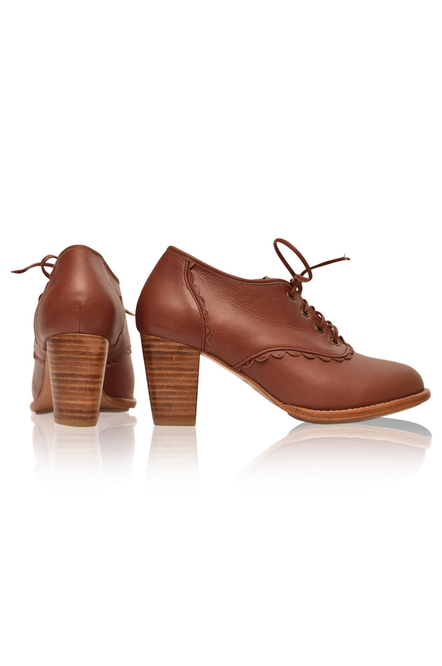Griselda Lace Oxford Leather Heels