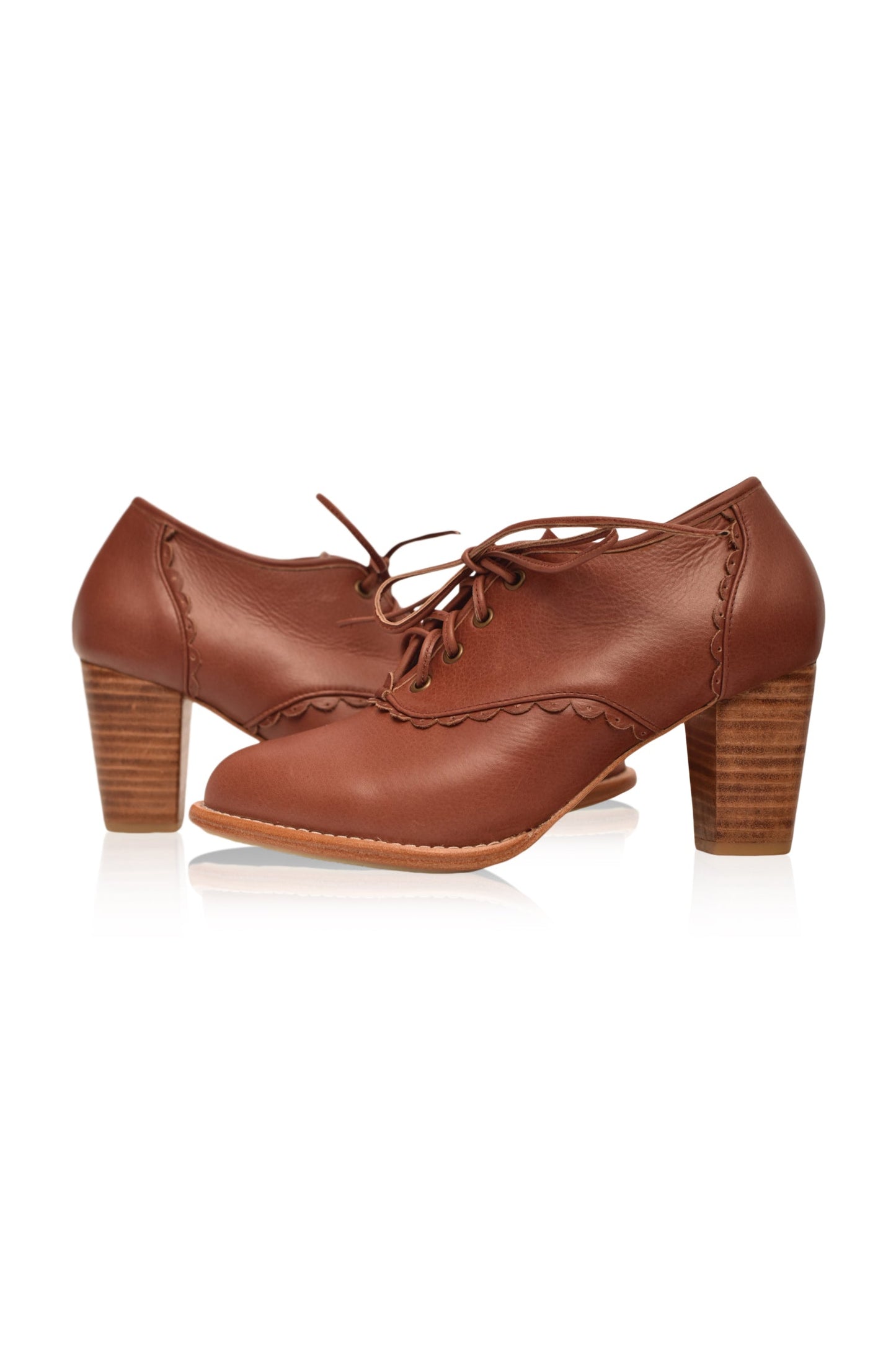 Griselda Lace Oxford Leather Heels