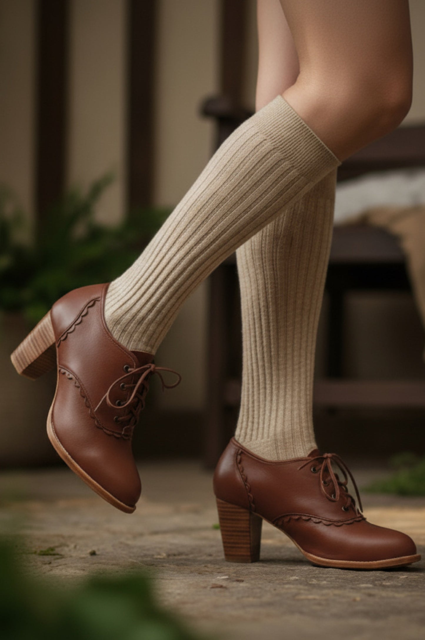 Griselda Lace Oxford Leather Heels