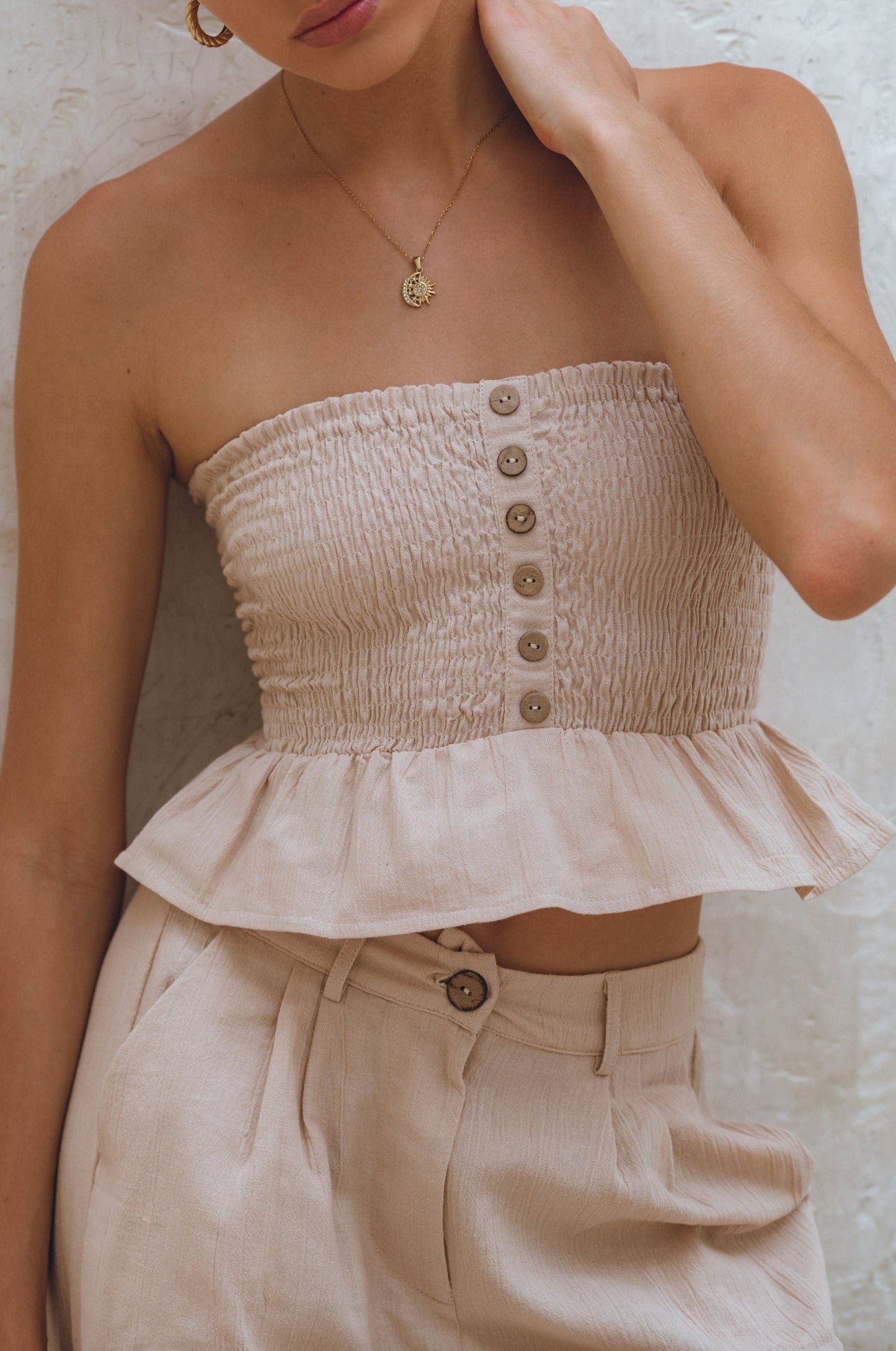 Laura Smocked Linen Top (Sale)