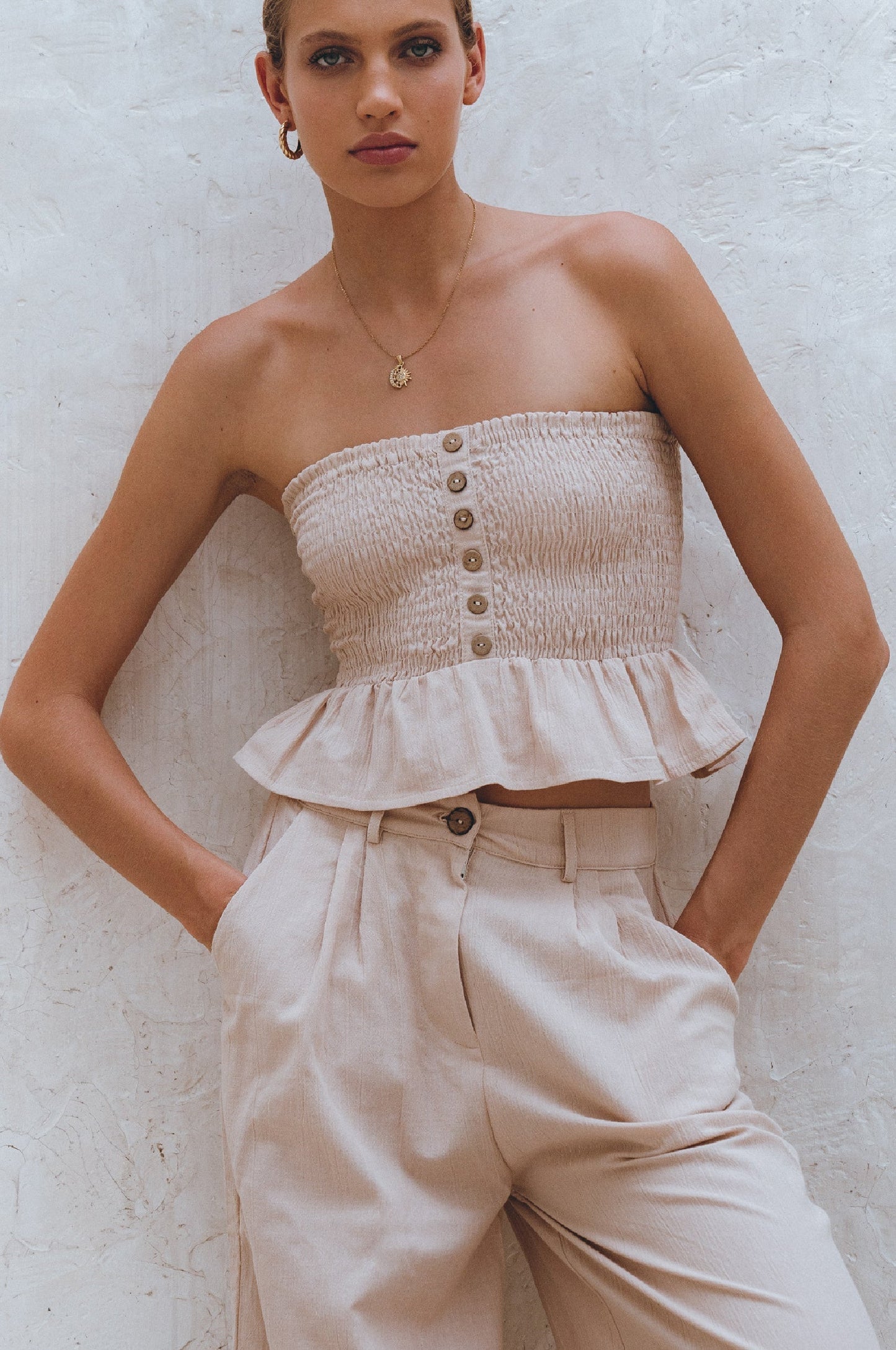 Laura Smocked Linen Top (Sale)