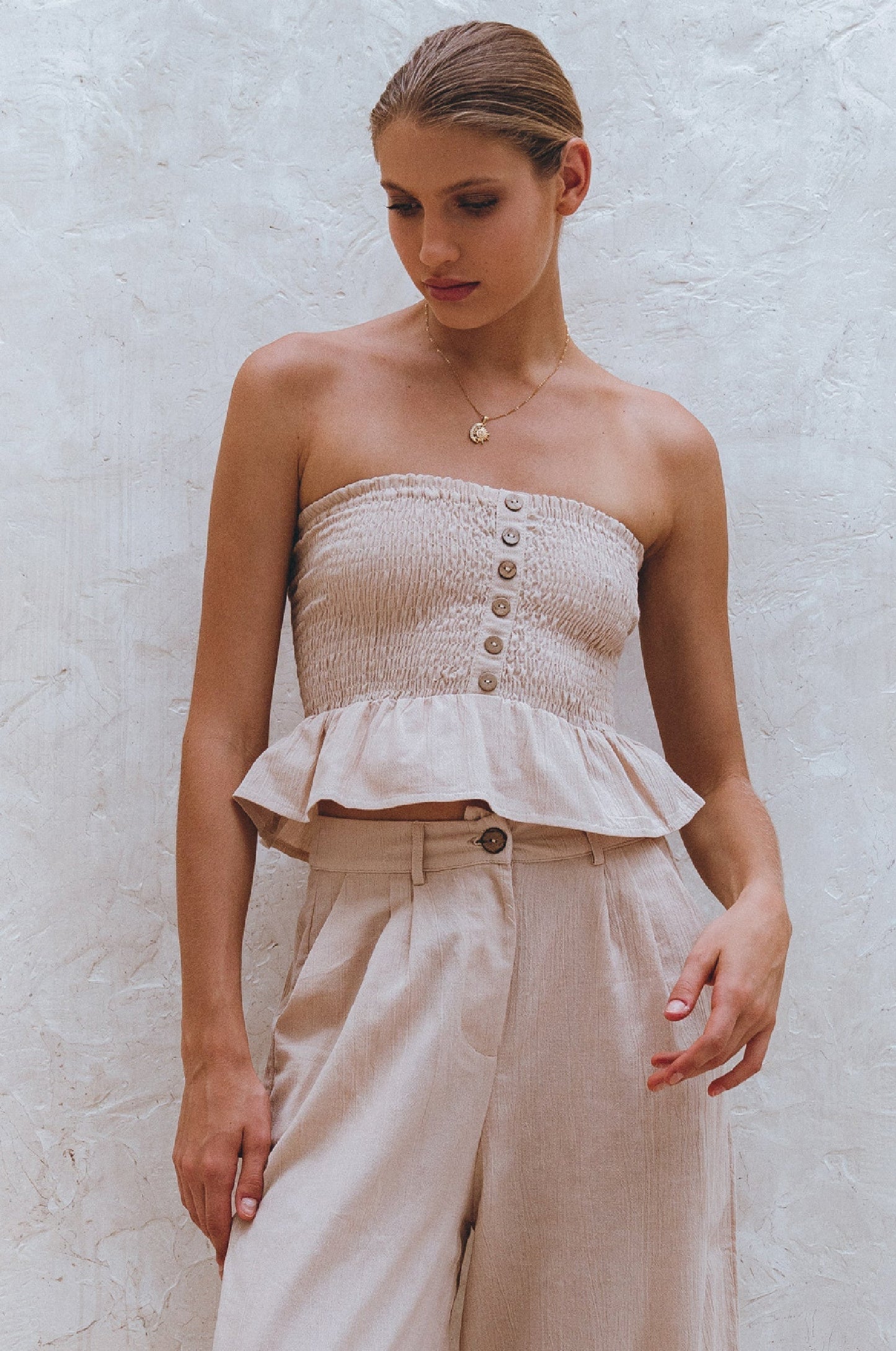 Laura Smocked Linen Top (Sale)