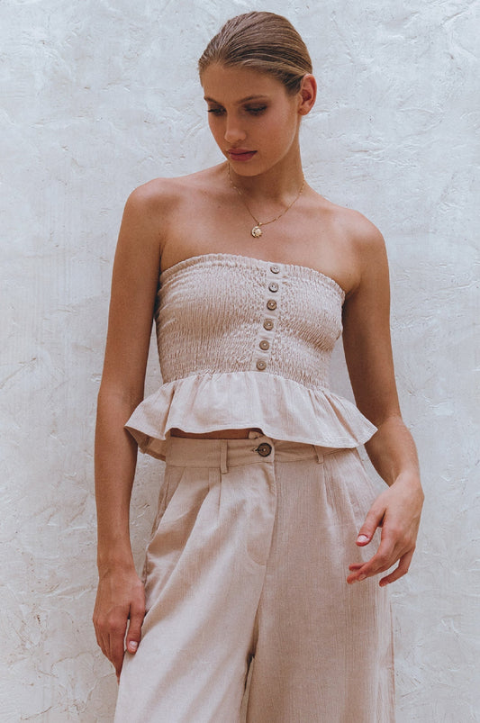 Niamh Linen Smocked Top