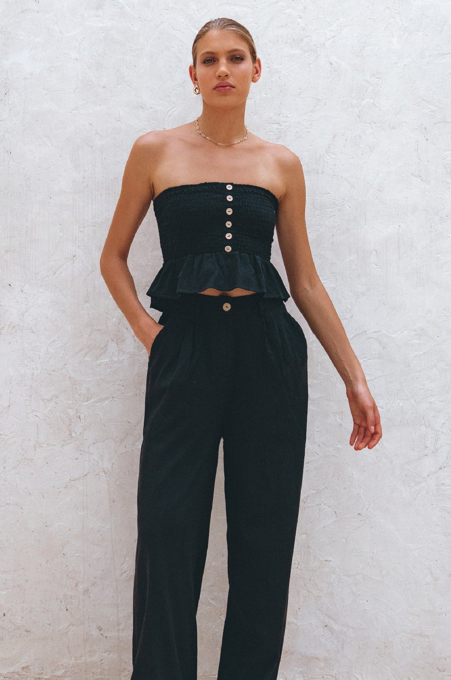 Laura Smocked Linen Top (Sale)