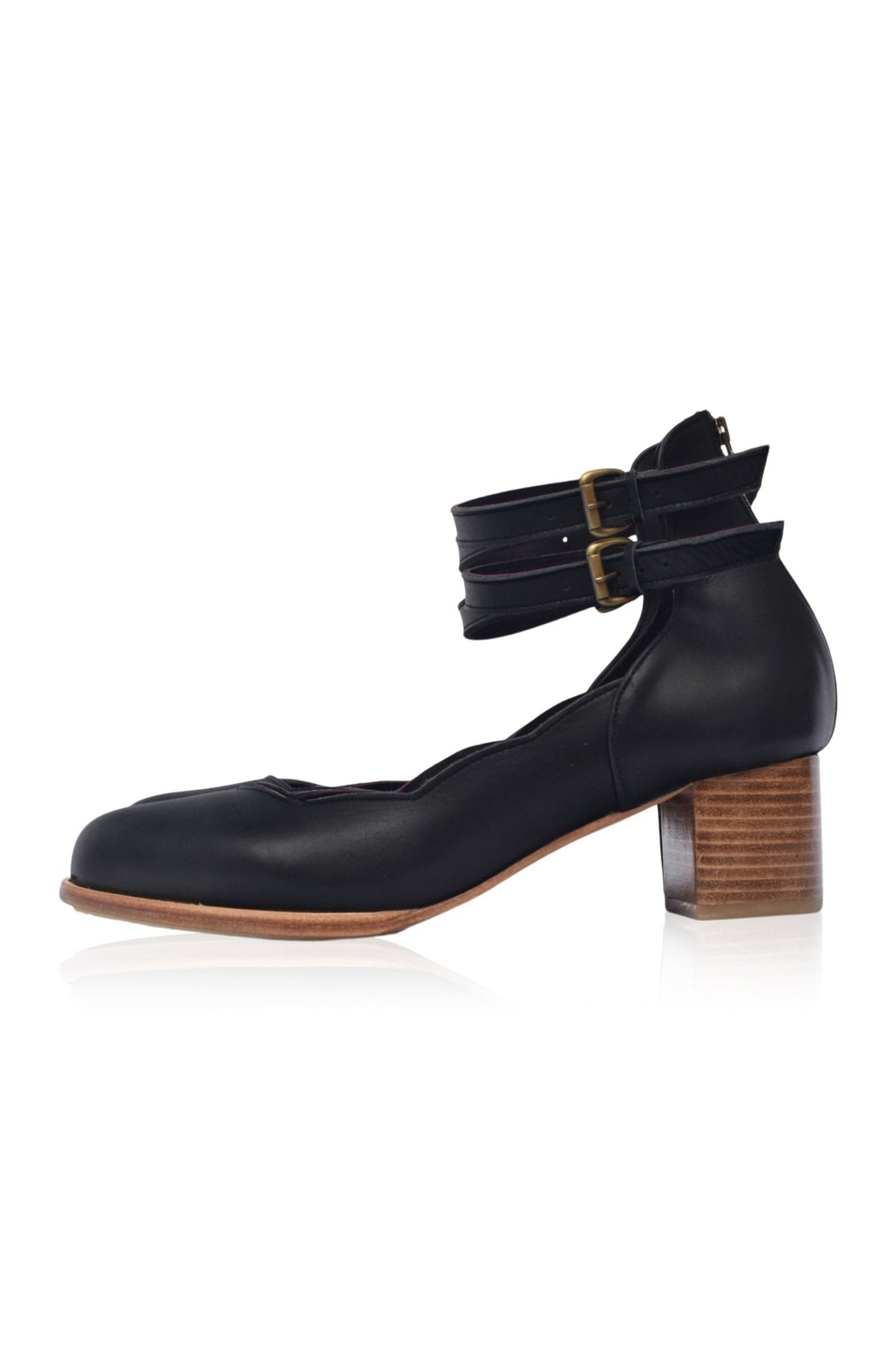 Liesbet Scalloped Leather Heels