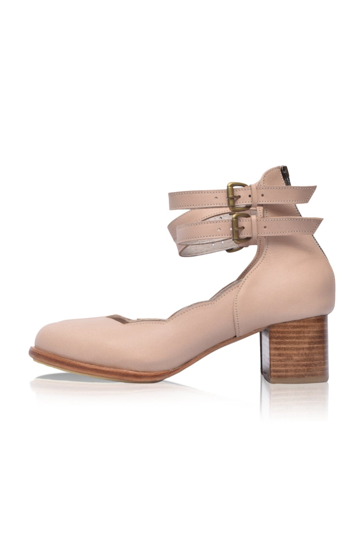 Liesbet Scalloped Leather Heels