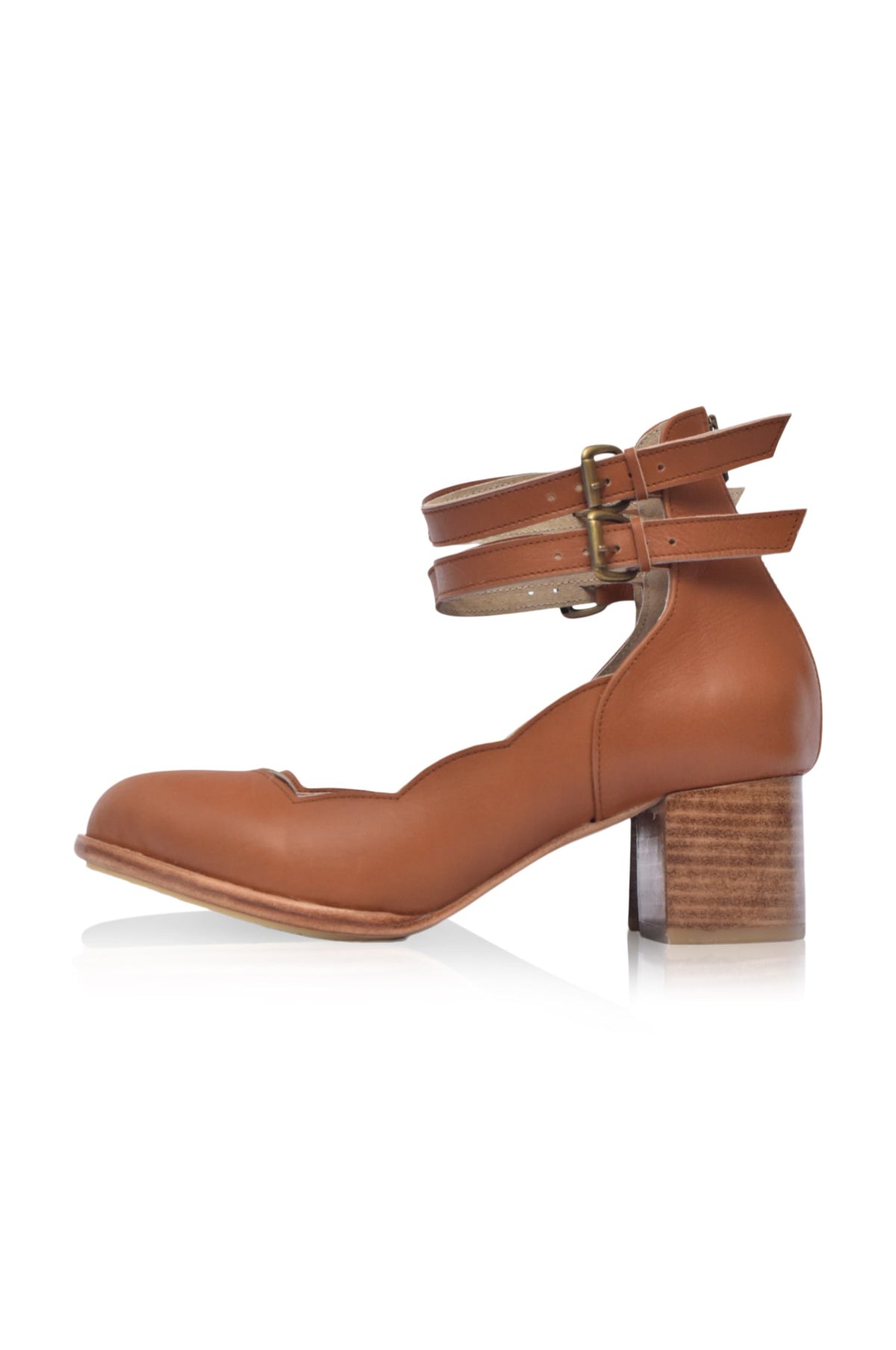 Liesbet Scalloped Leather Heels