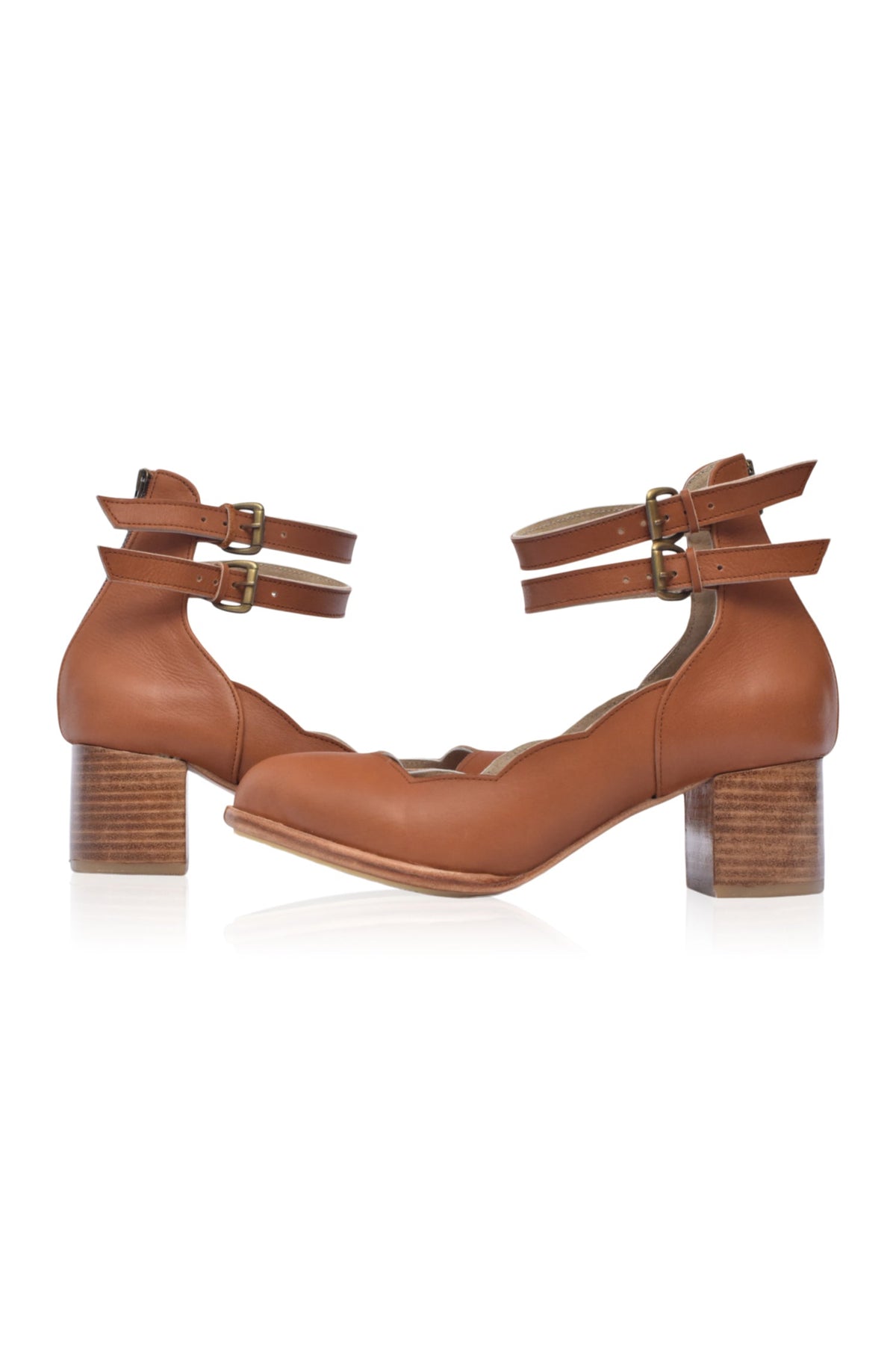 Liesbet Scalloped Leather Heels