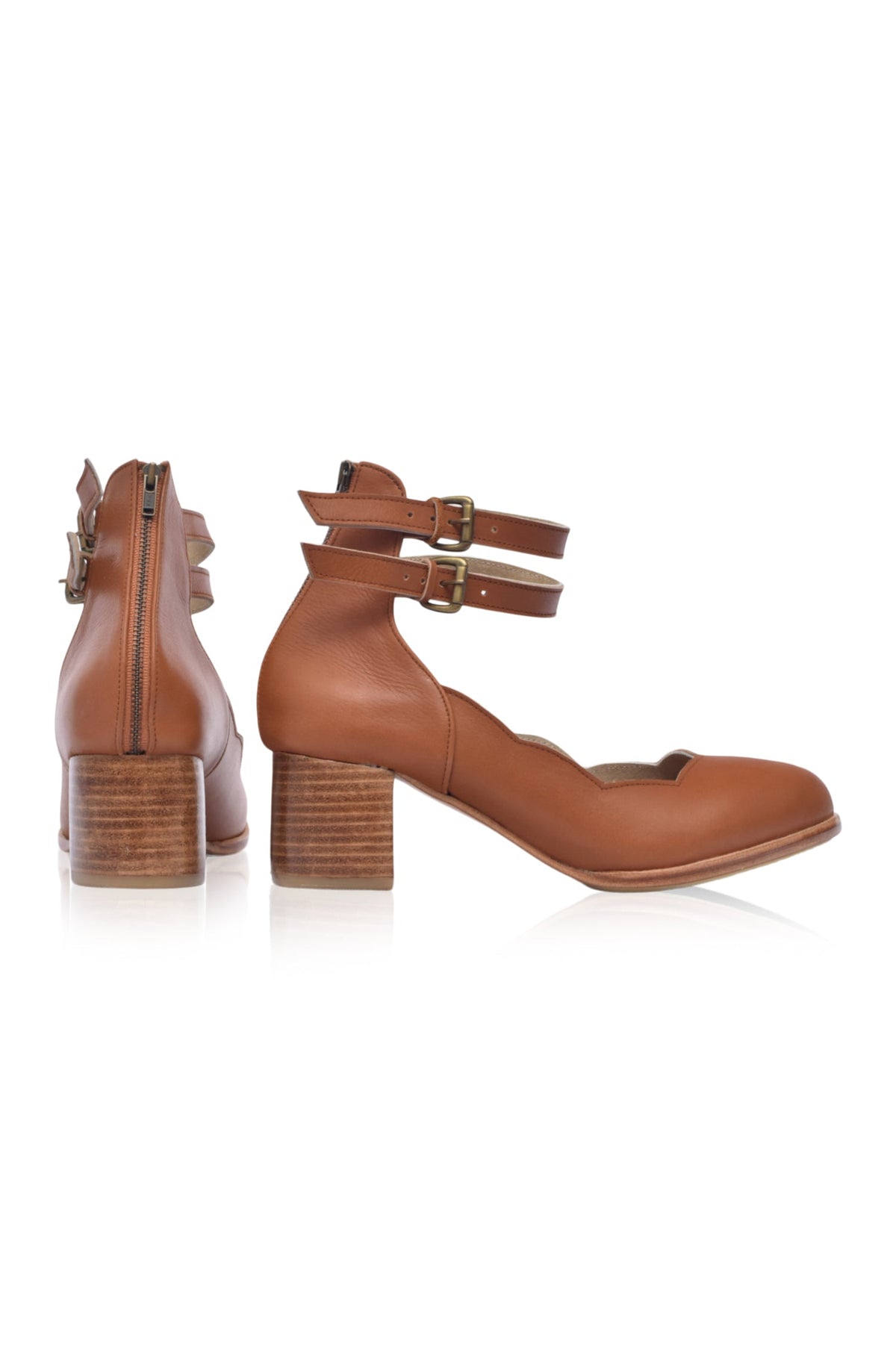 Liesbet Scalloped Leather Heels