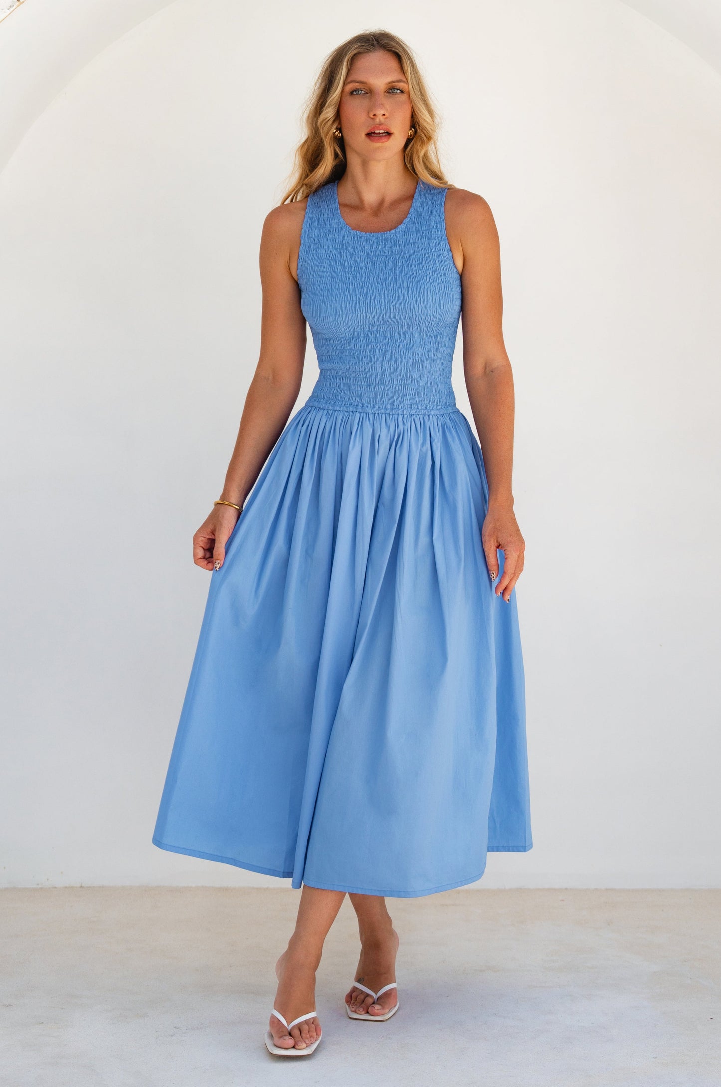 Eleonore Smocked Cotton Midi Dress