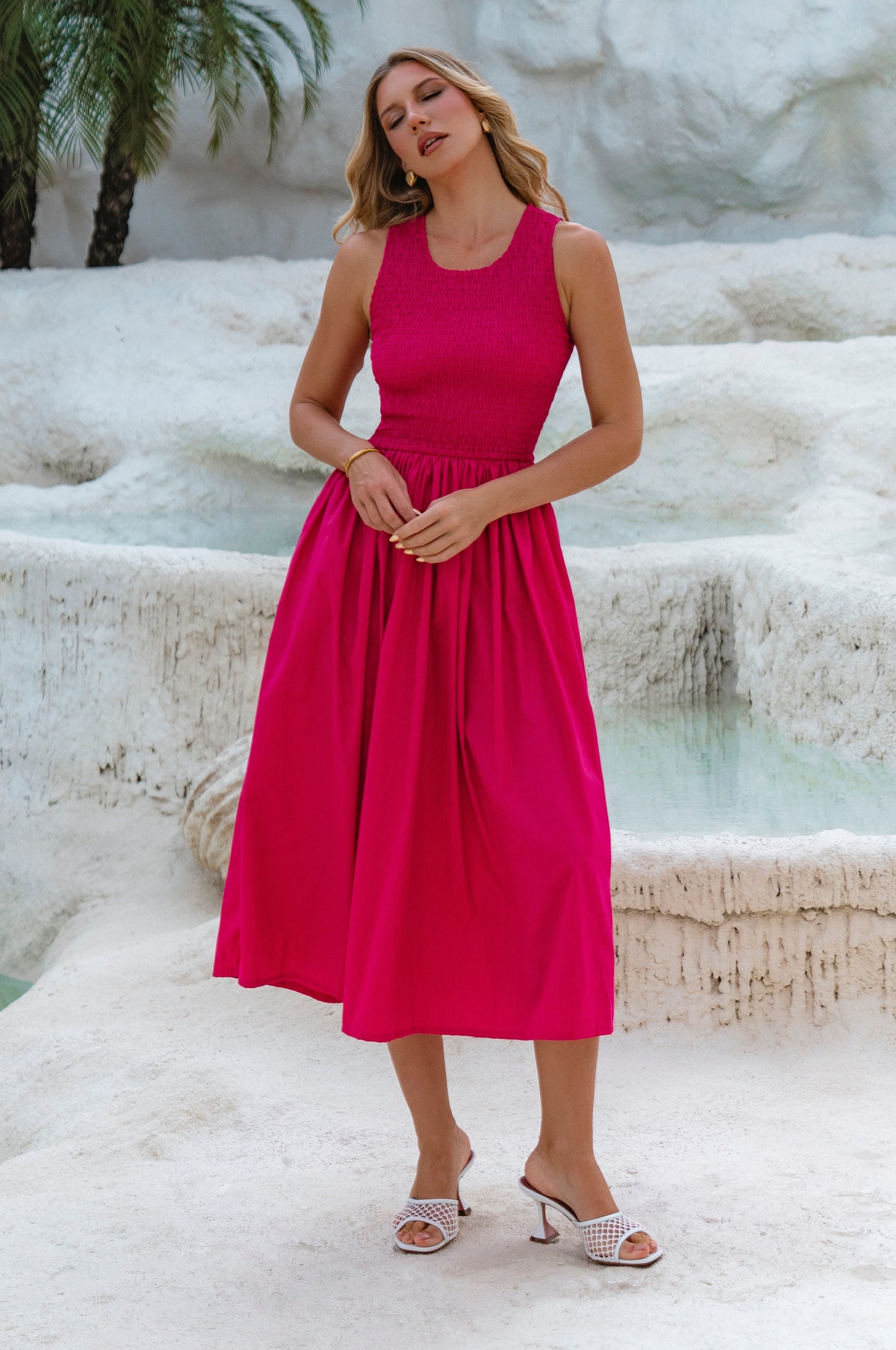 Eleonore Smocked Cotton Midi Dress