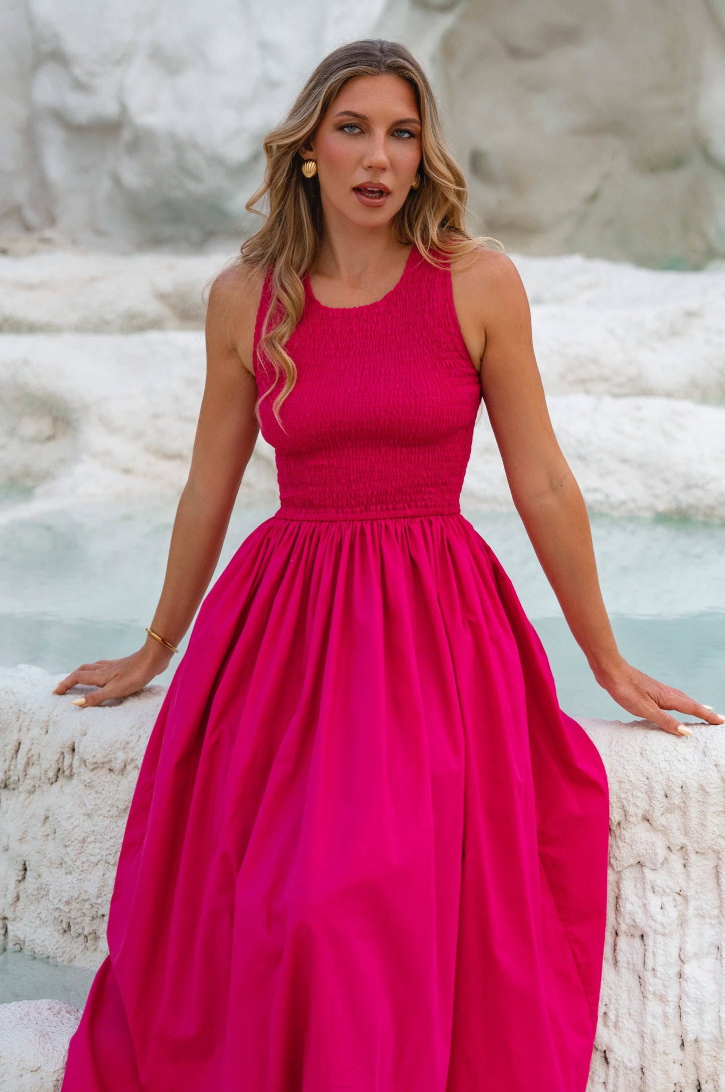 Eleonore Smocked Cotton Midi Dress