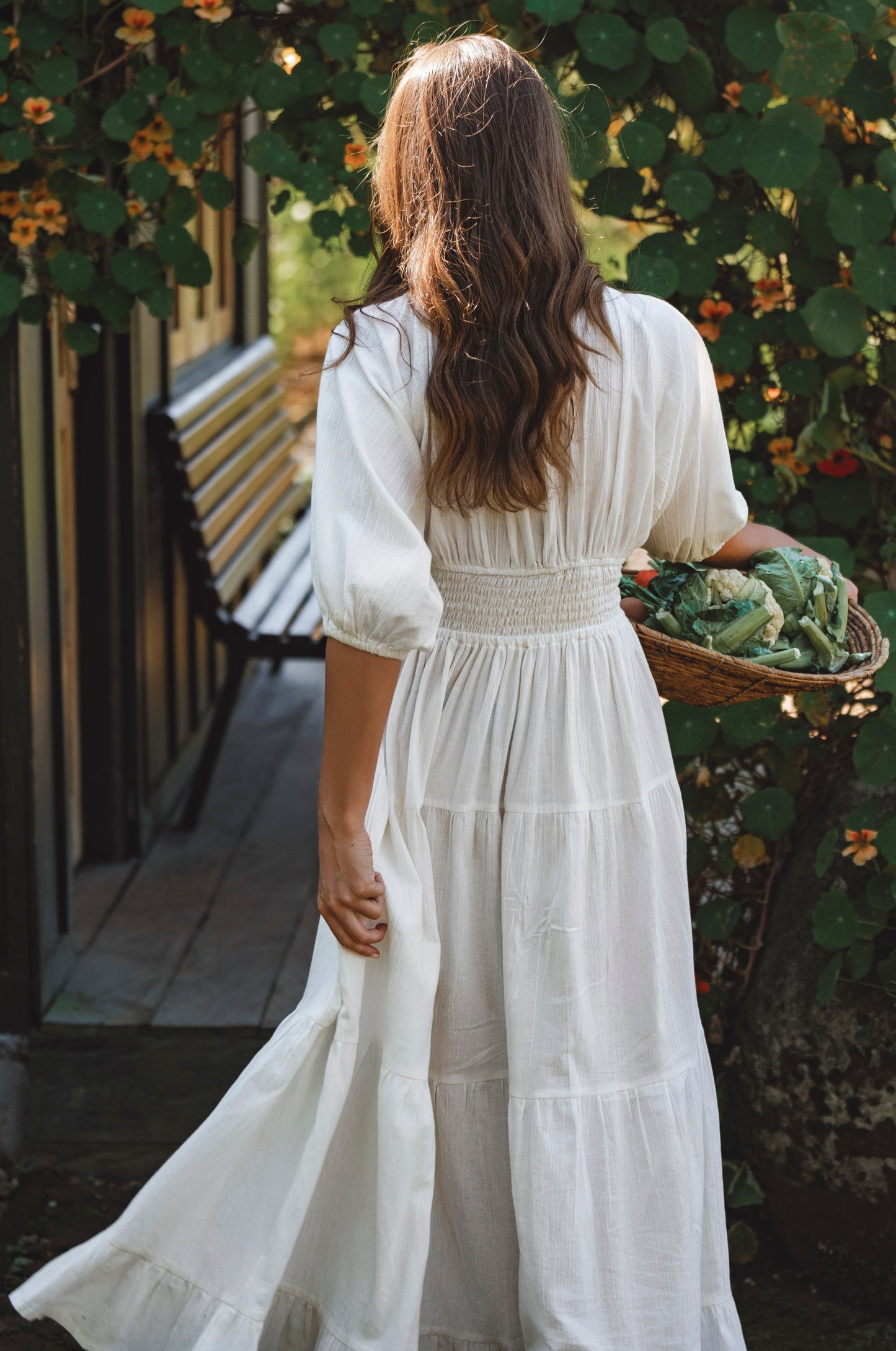 Loes Smocked Linen Maxi Dress