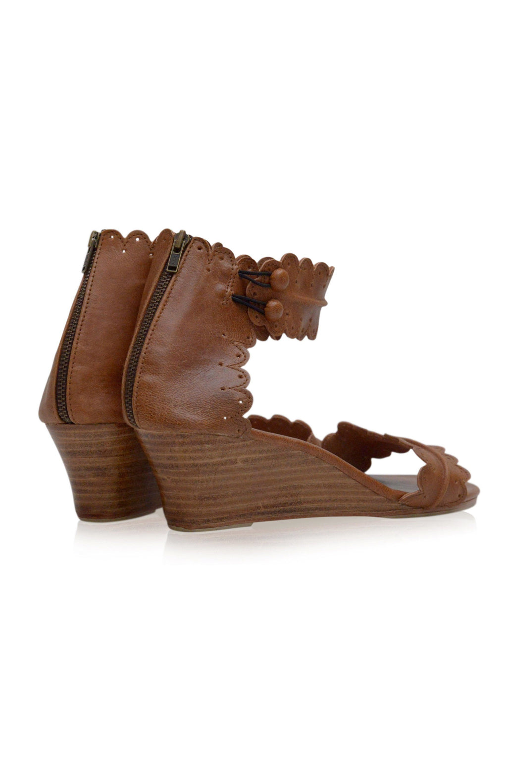Fabienne Wooden Wedge Leather Sandals