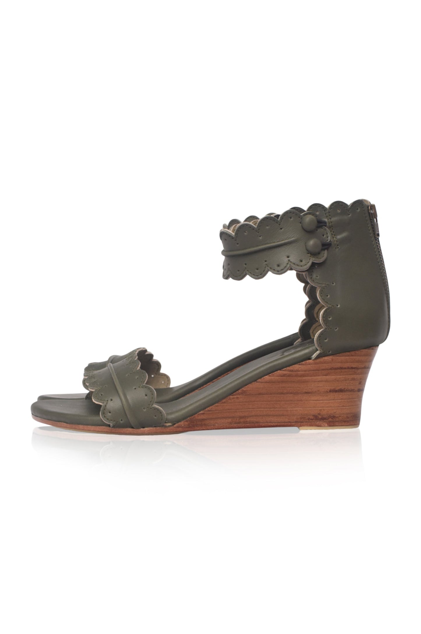 Fabienne Wooden Wedge Leather Sandals