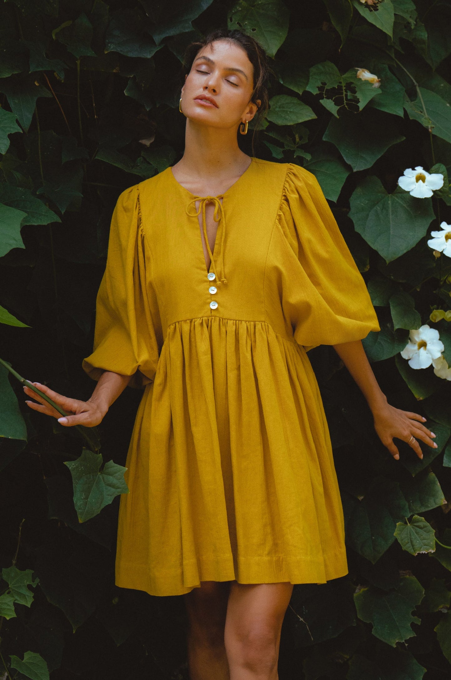 Lisette Babydoll Linen Mini Dress