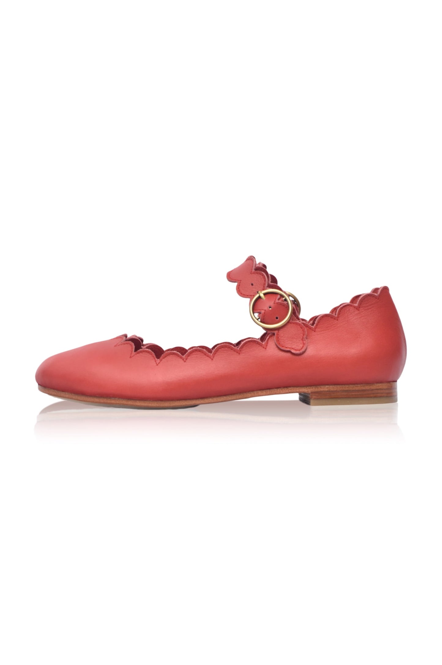 Roosmarie Scalloped Leather Mary Janes