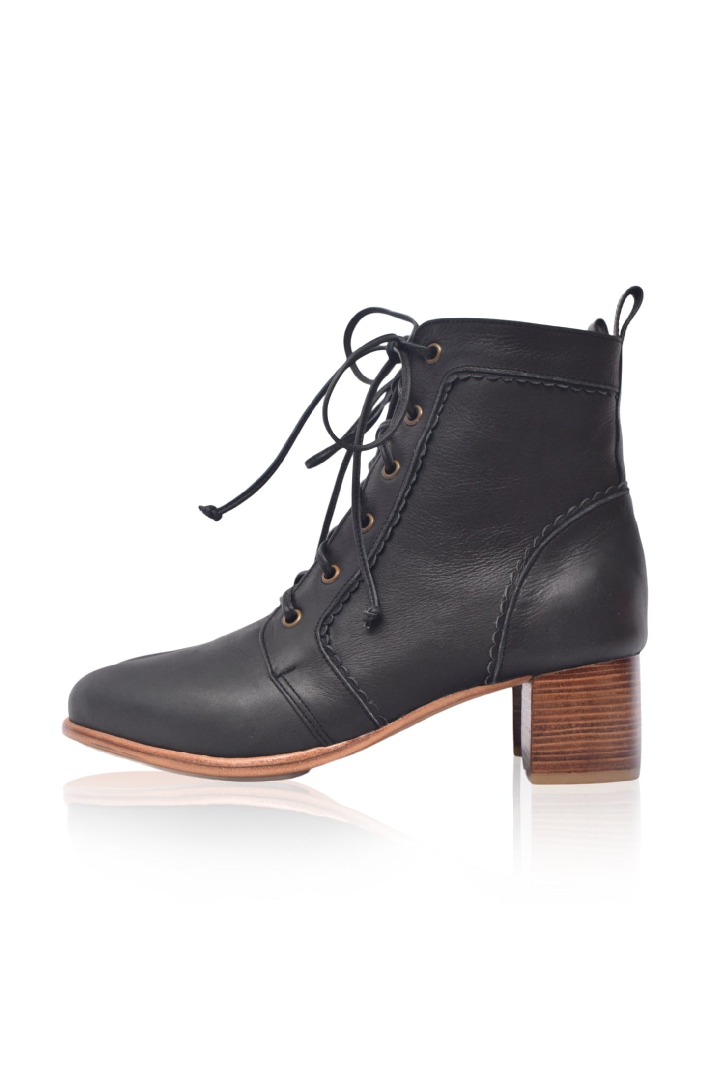 Rosalba Lace-Up Leather Ankle Booties