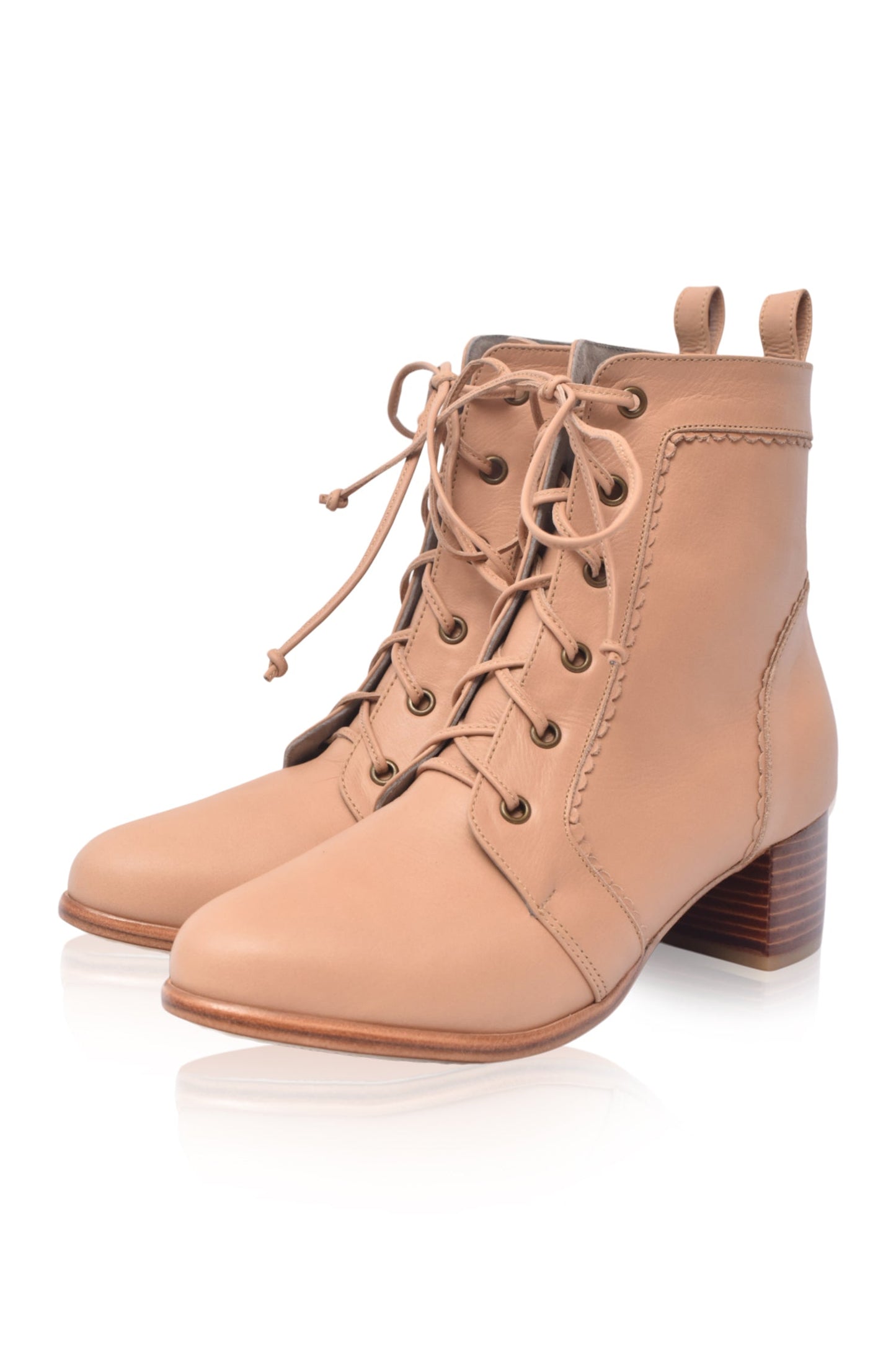Rosalba Lace-Up Leather Ankle Booties