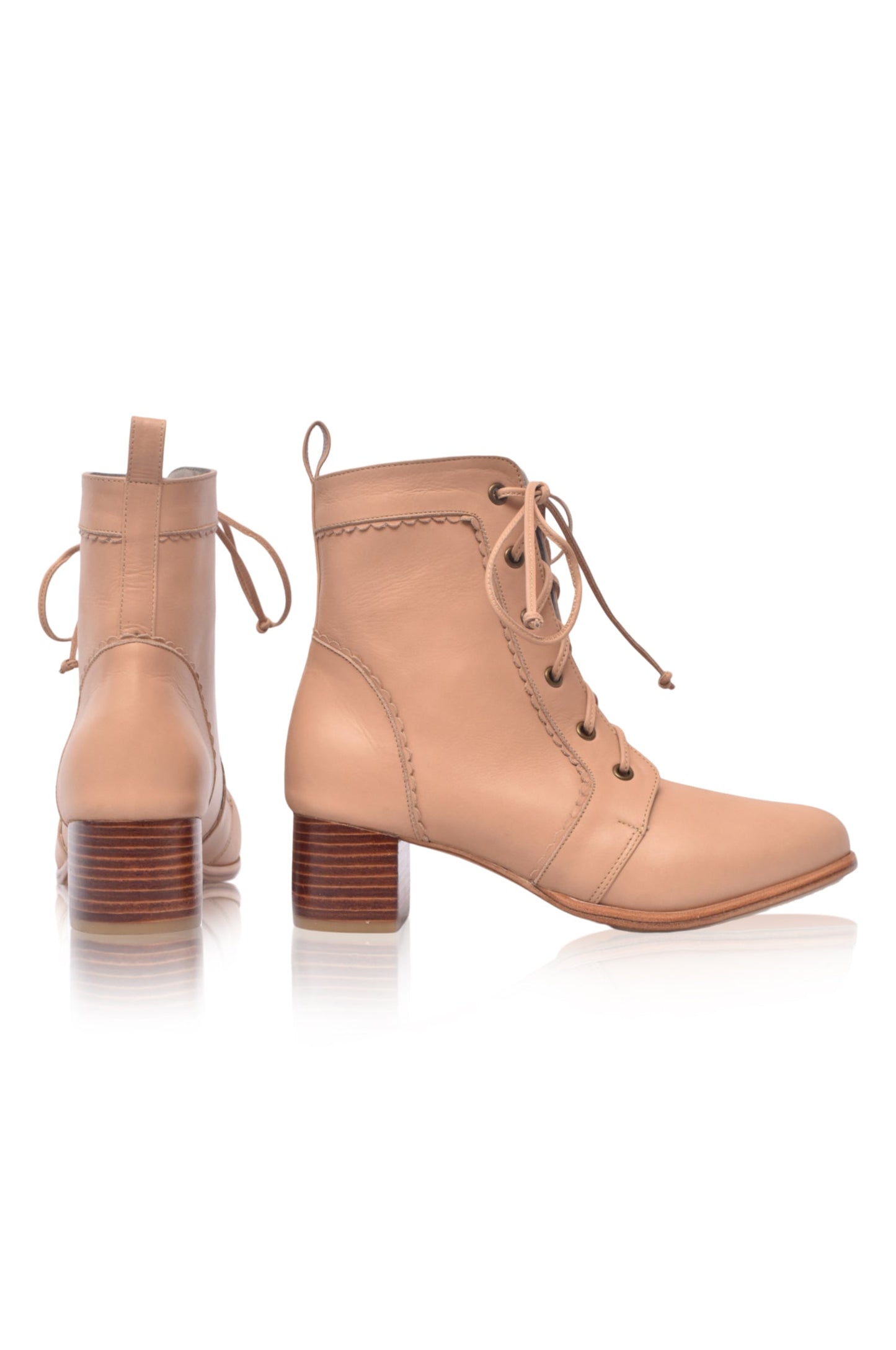Rosalba Lace-Up Leather Ankle Booties