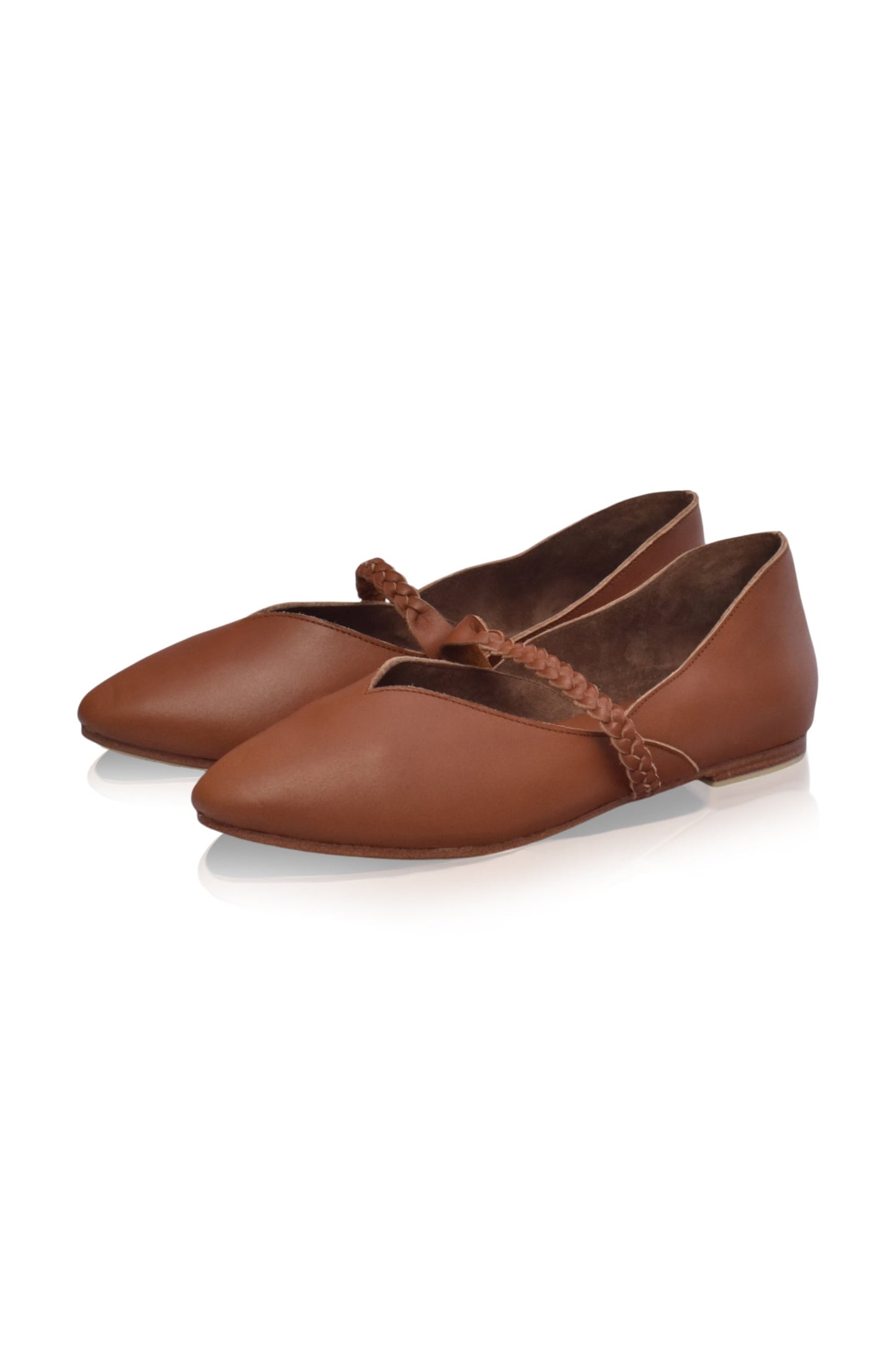 Ilona Braided Pointed Toe Leather Flats