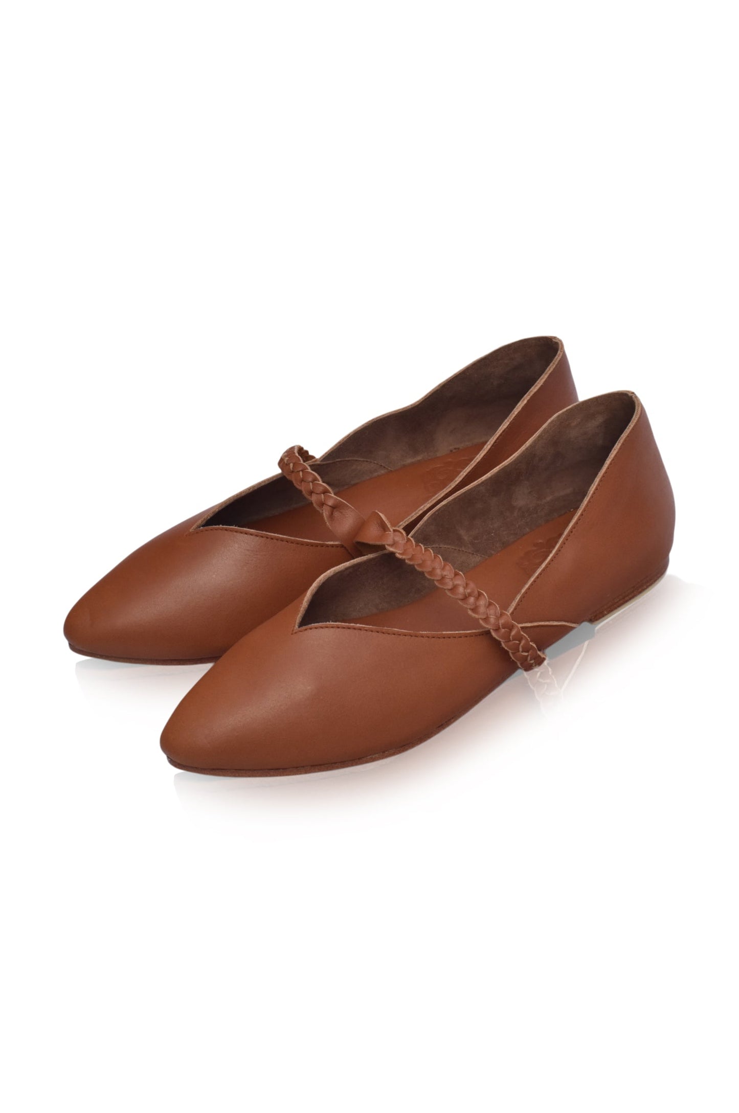 Ilona Braided Pointed Toe Leather Flats
