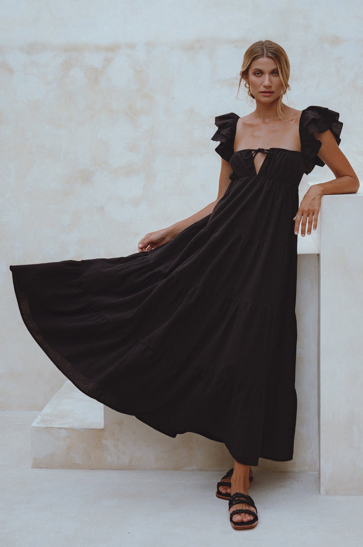 Mariposa Bohemian Linen Maxi Dress