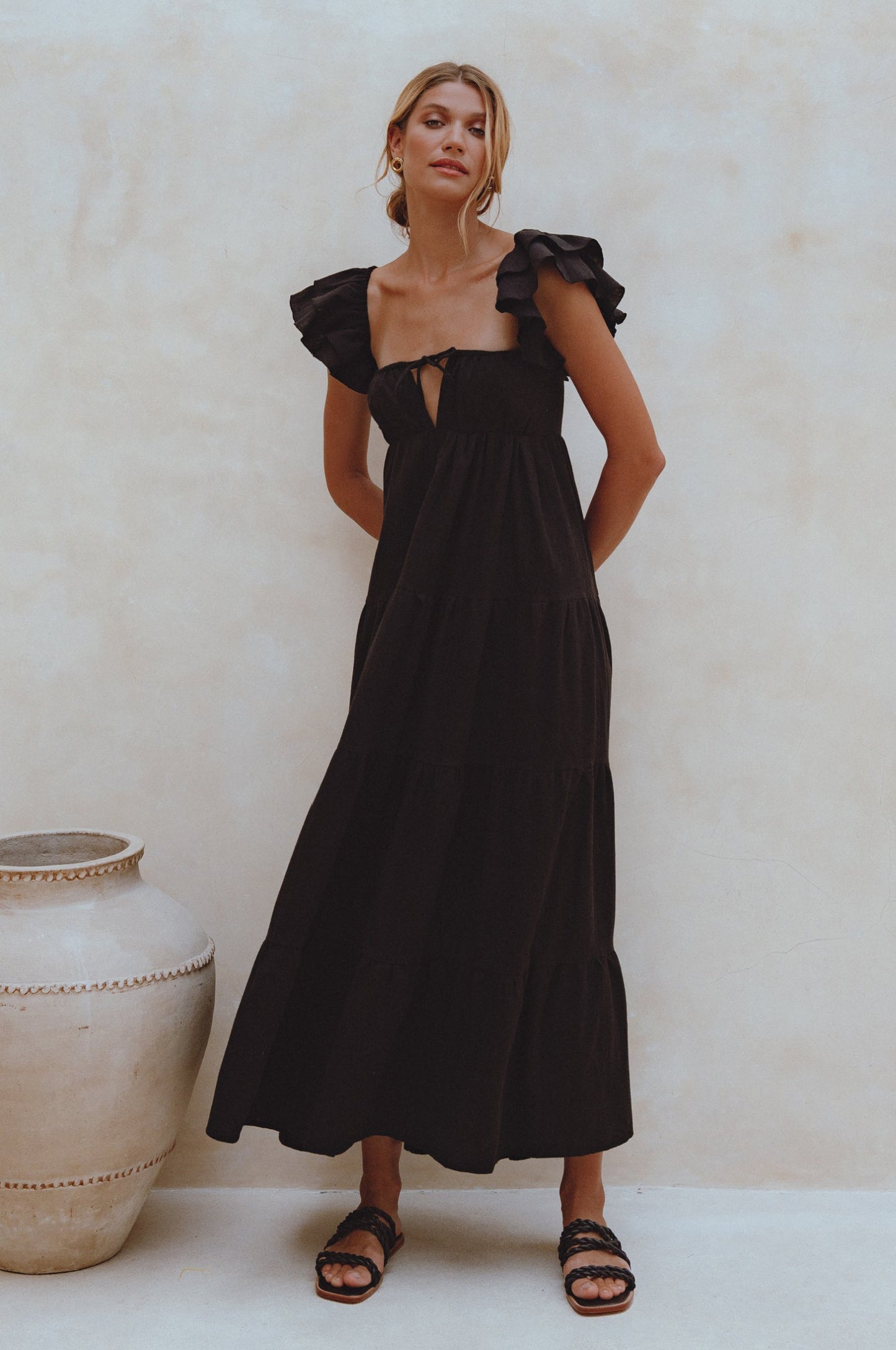 Mariposa Bohemian Linen Maxi Dress