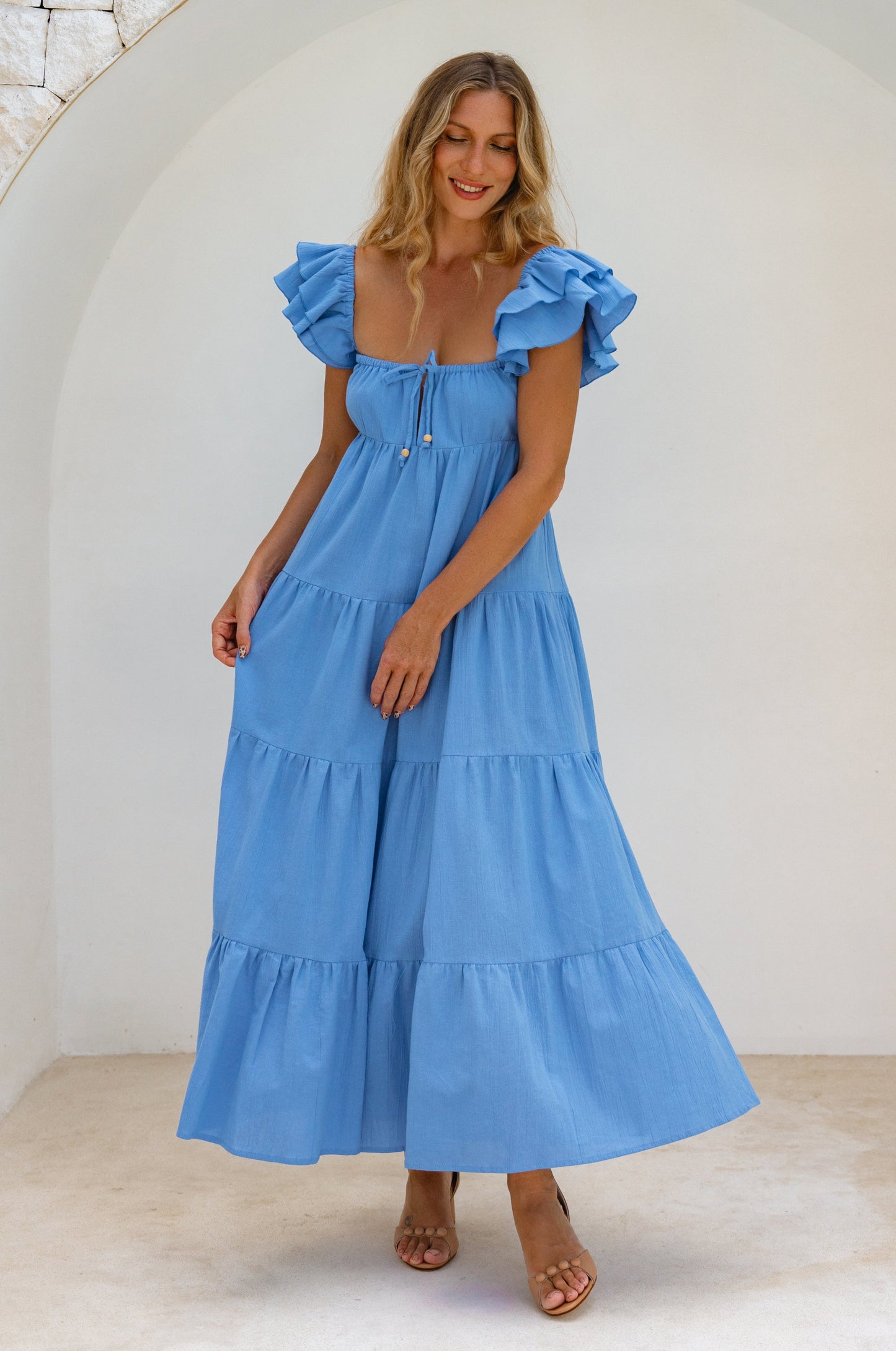 Mariposa Bohemian Linen Maxi Dress