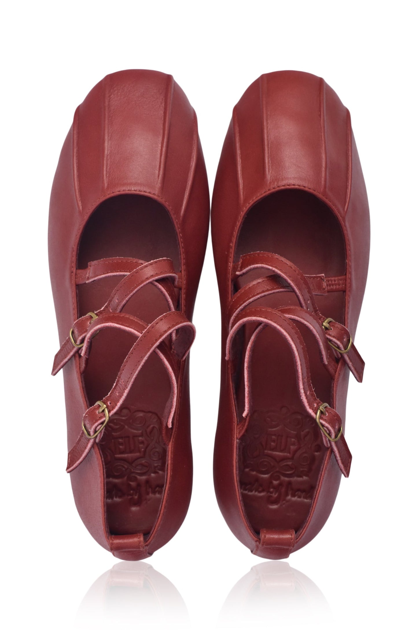 Brechtje Criss-Cross Round Toe Leather Flats