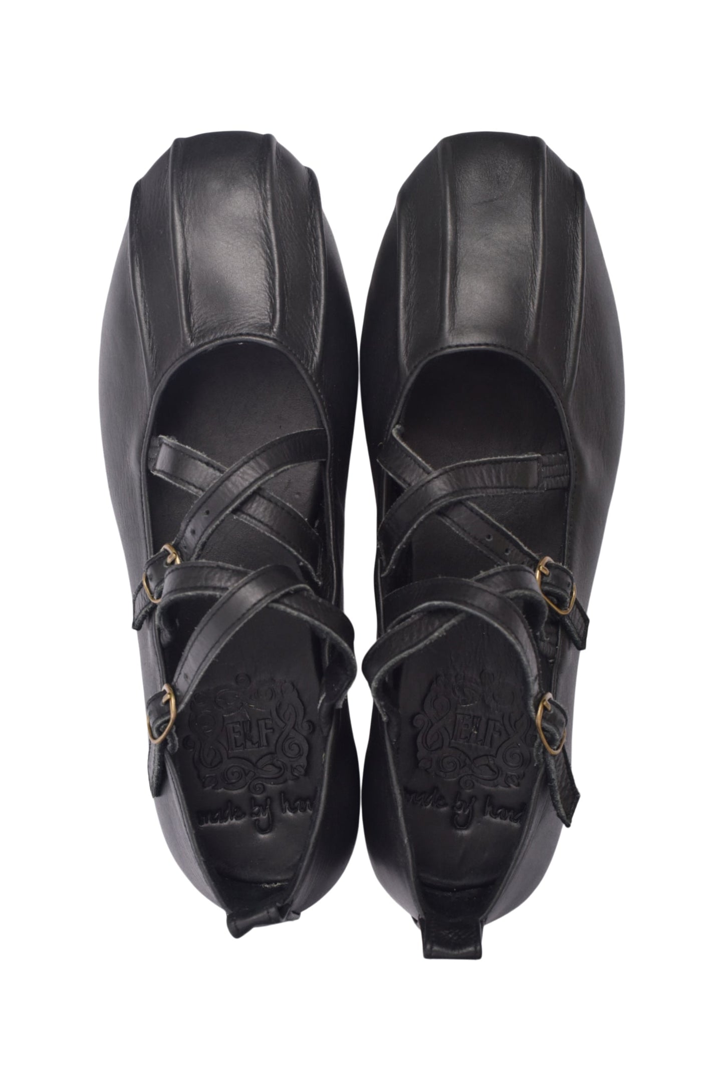 Brechtje Criss-Cross Round Toe Leather Flats