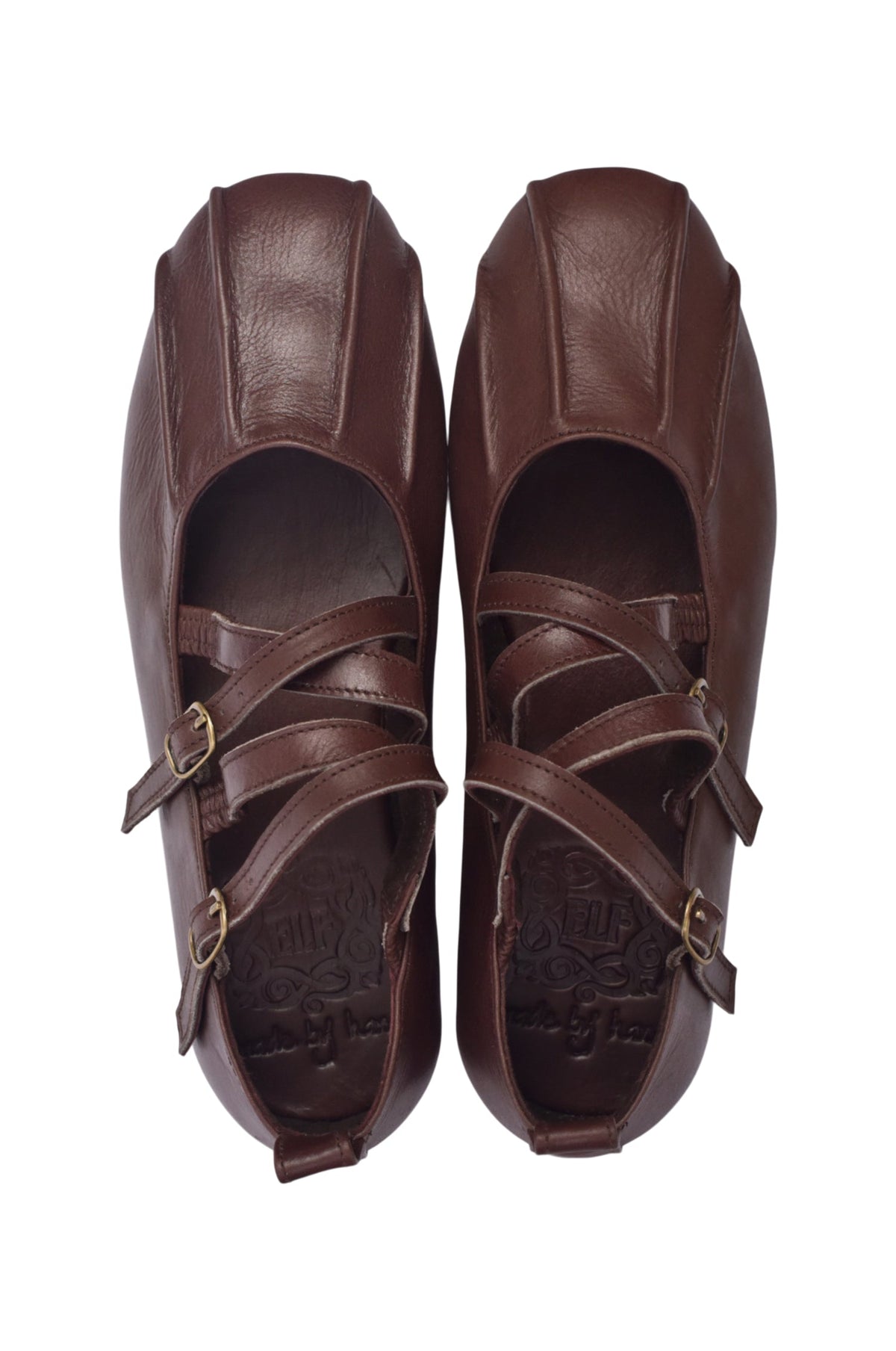 Brechtje Criss-Cross Round Toe Leather Flats