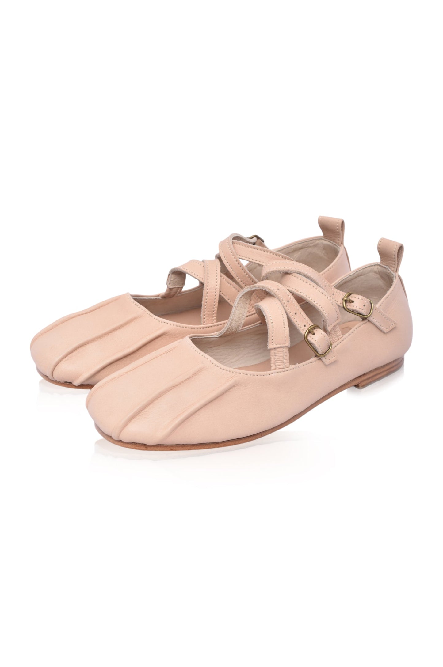 Brechtje Criss-Cross Round Toe Leather Flats