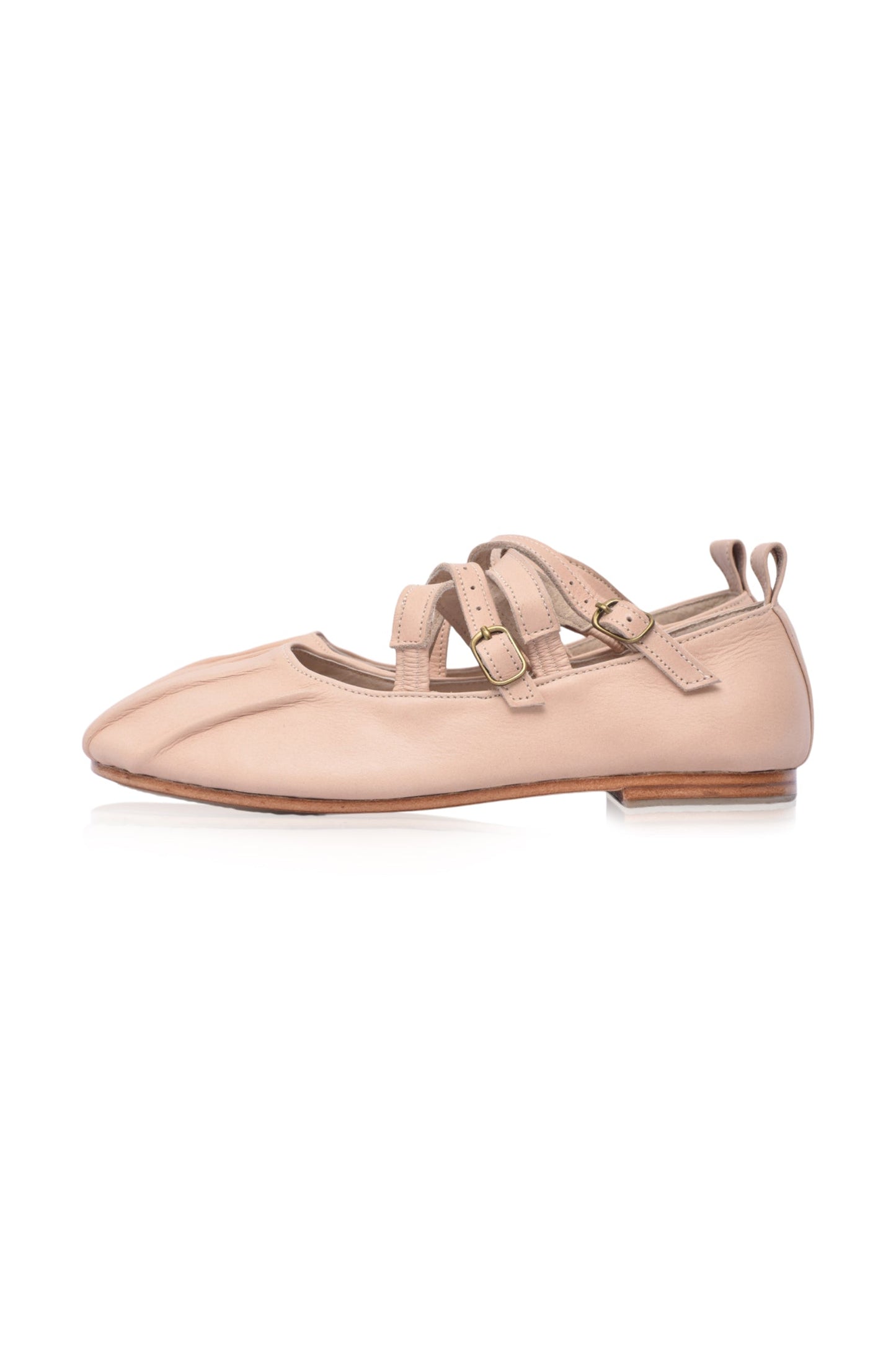 Brechtje Criss-Cross Round Toe Leather Flats