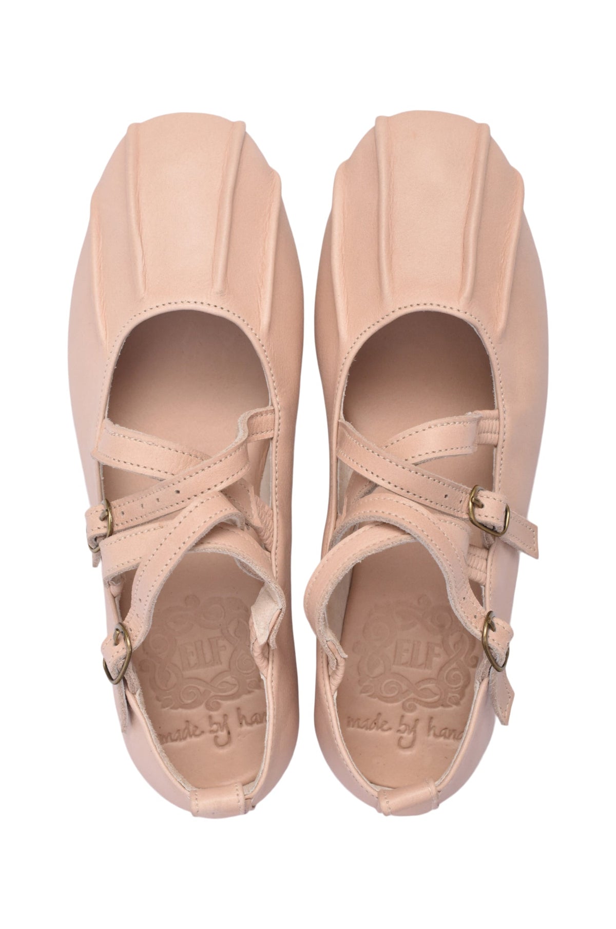 Brechtje Criss-Cross Round Toe Leather Flats