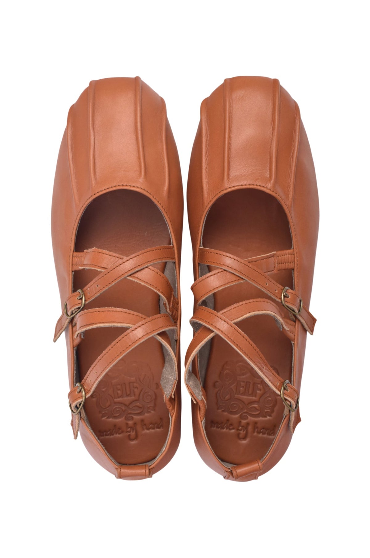 Brechtje Criss-Cross Round Toe Leather Flats