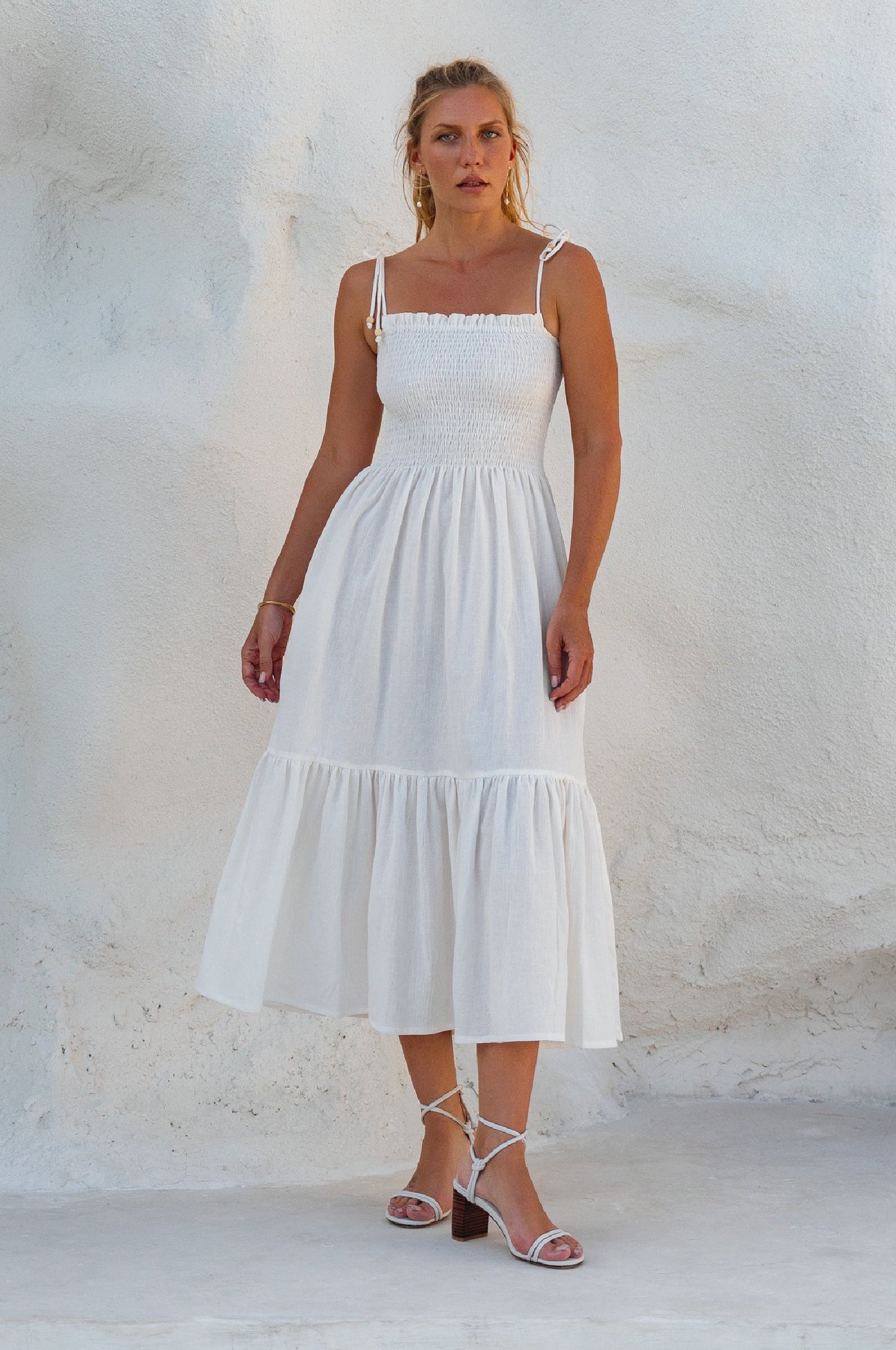 Orabel Strappy Linen Midi Dress
