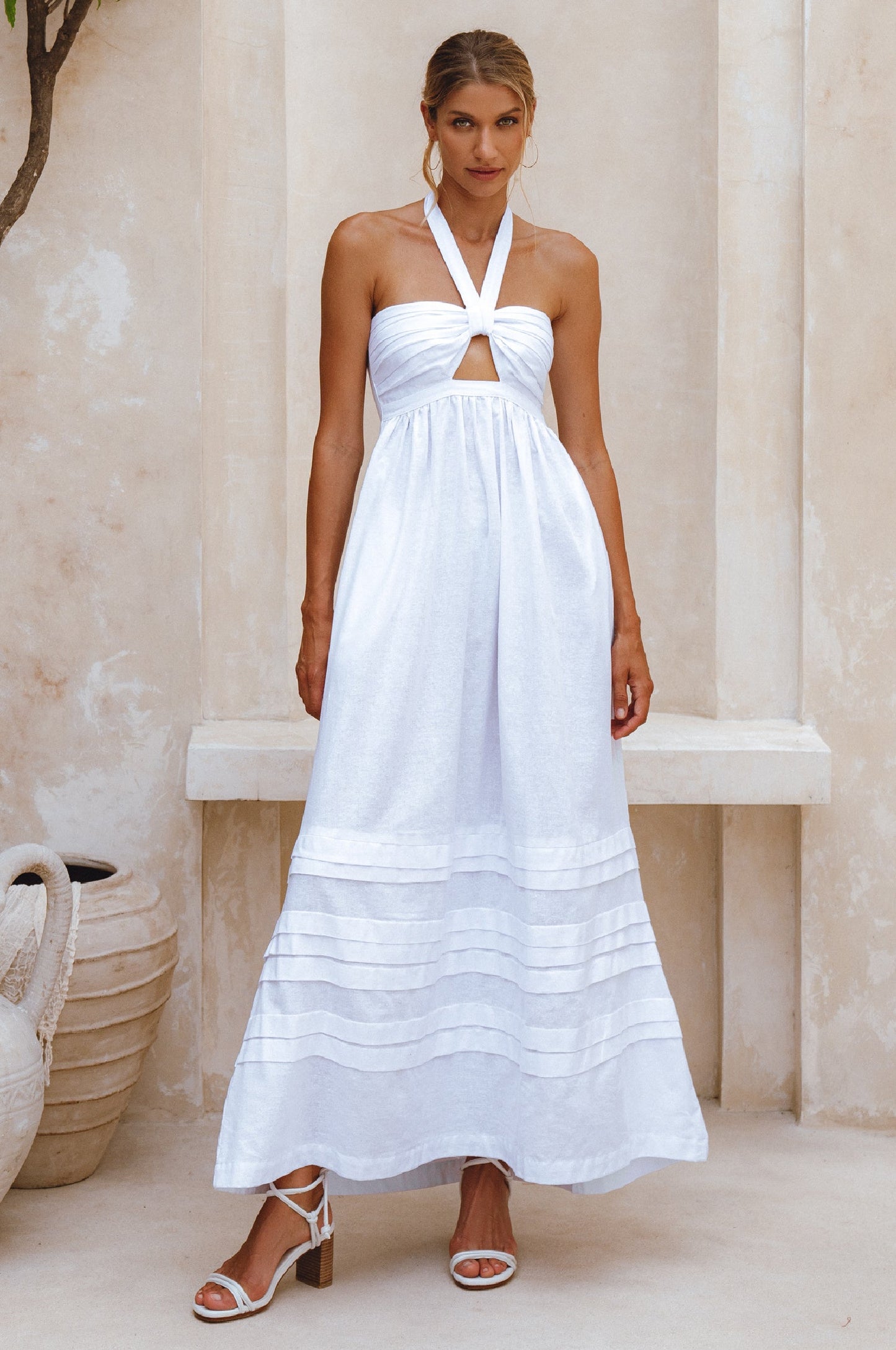 Pomeline Halter Linen Maxi Dress