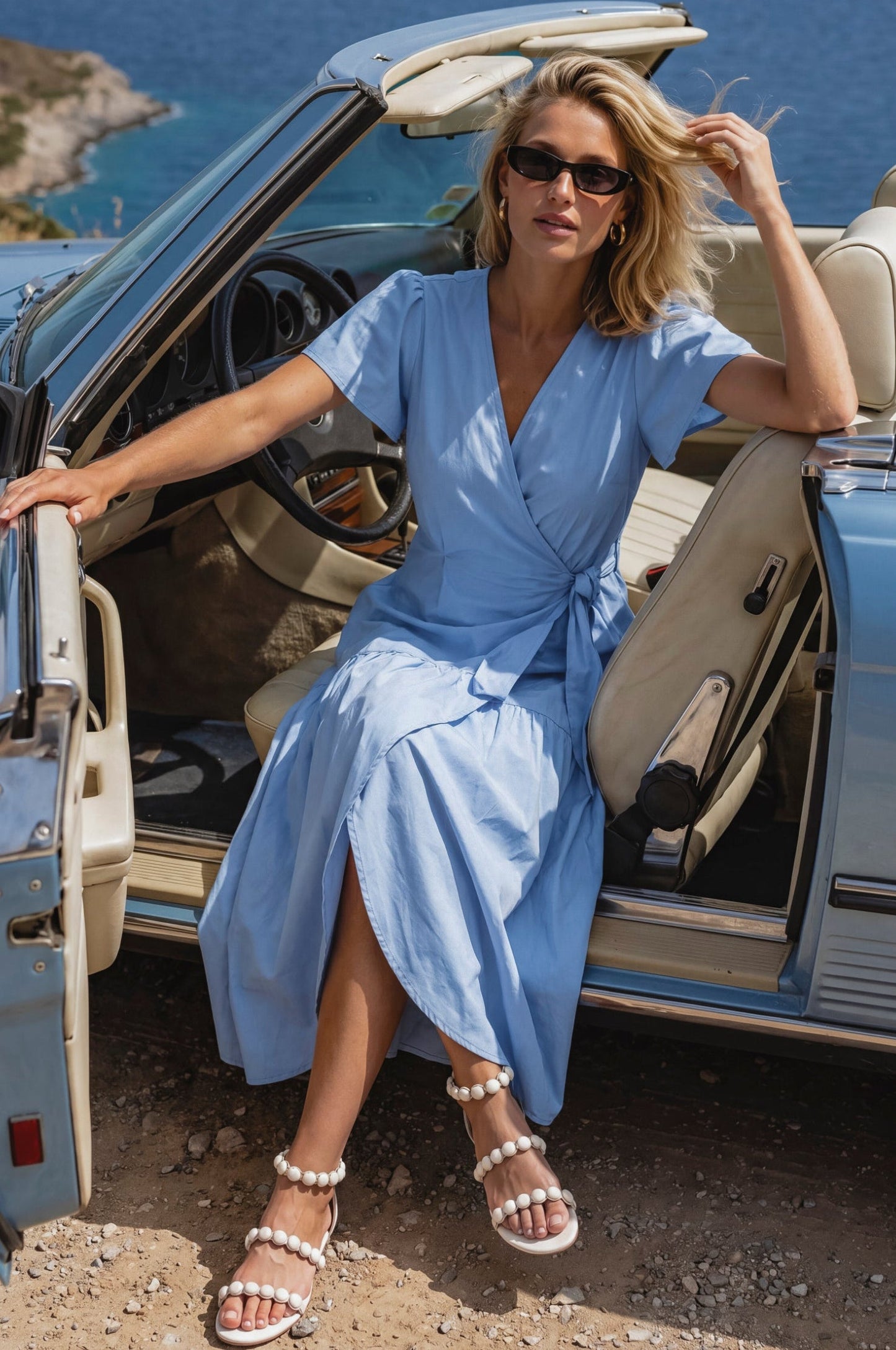 Fabrizia Cotton Wrap Midi Dress